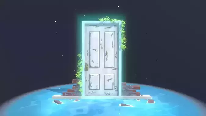 Fantasy Door Low-poly 3D model