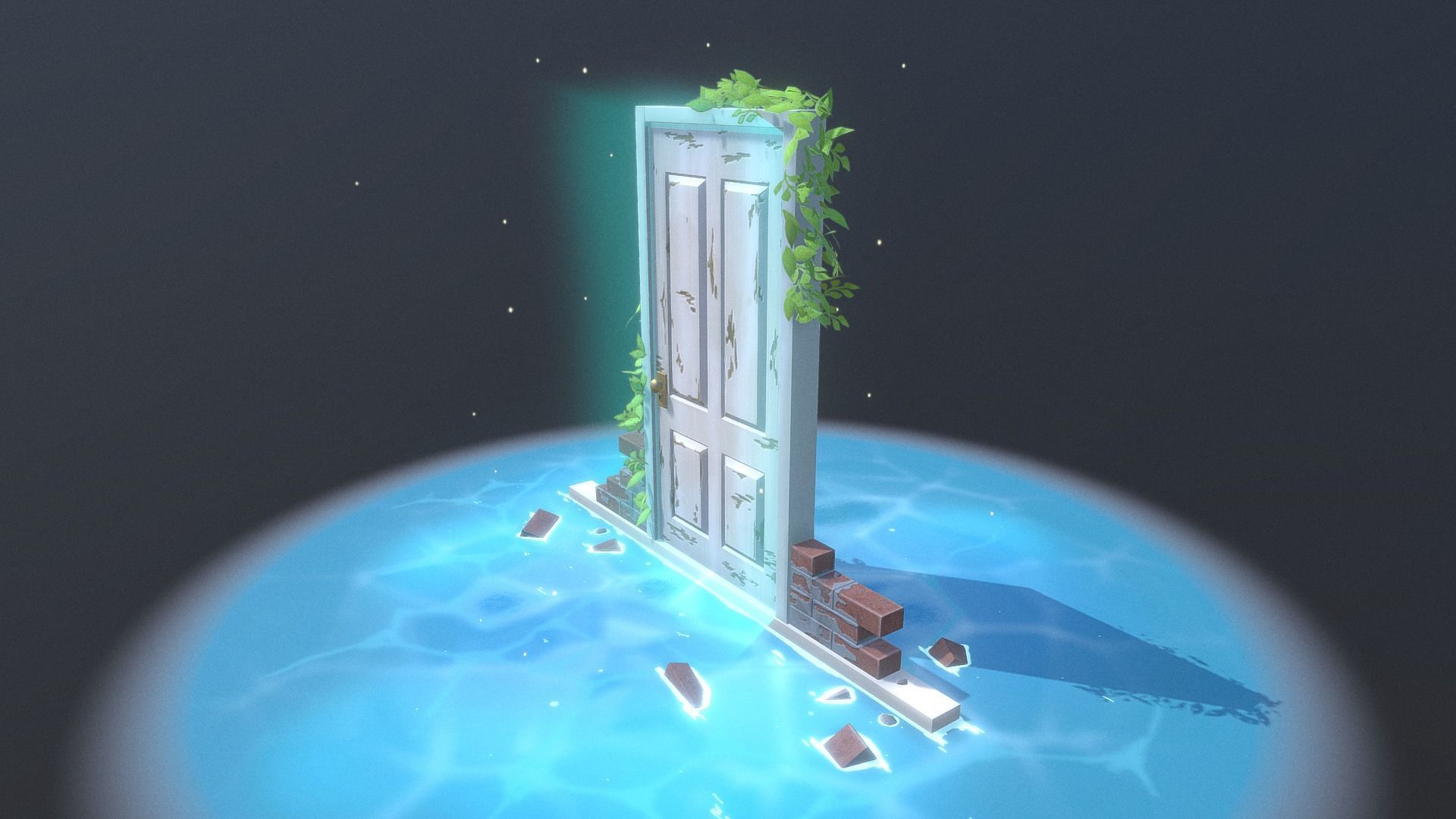 Fantasy Door Low-poly 3D model_2