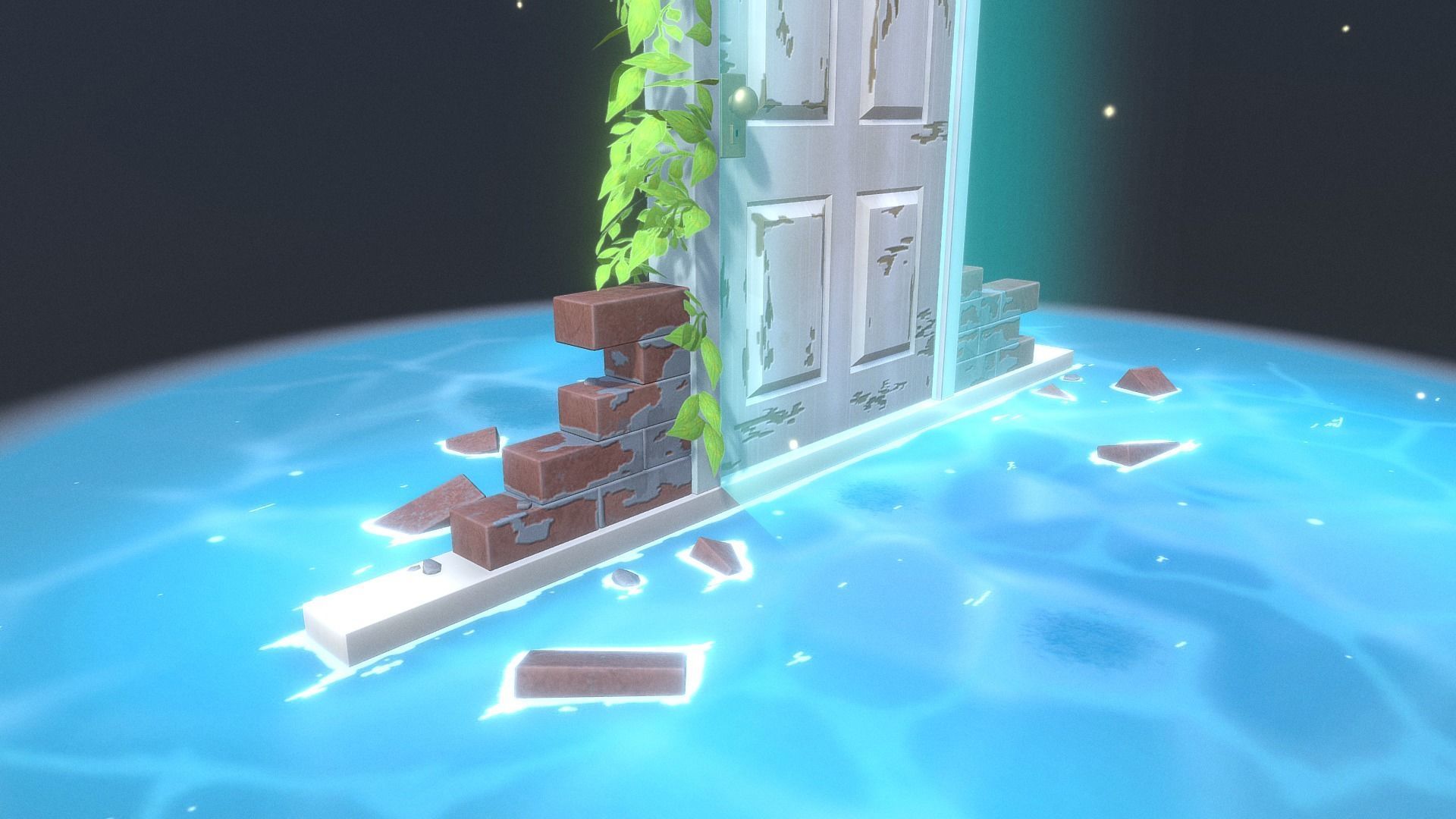 Fantasy Door Low-poly 3D model_3