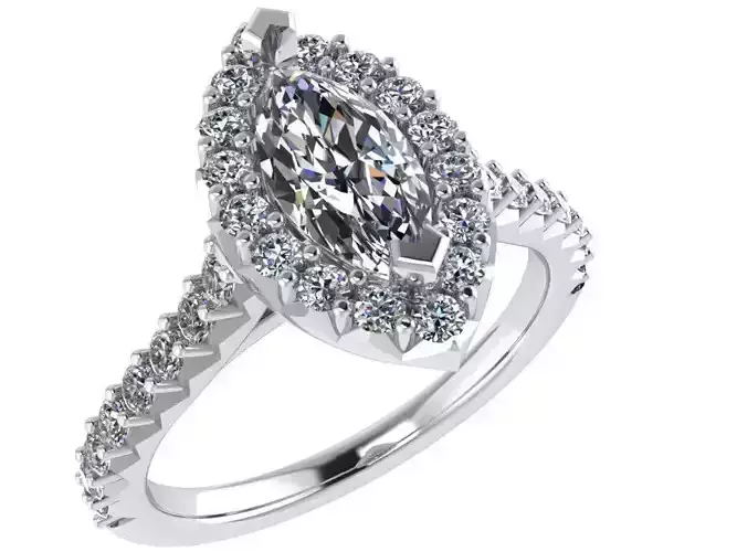 Marquise Halo Cathedral Ring 0561