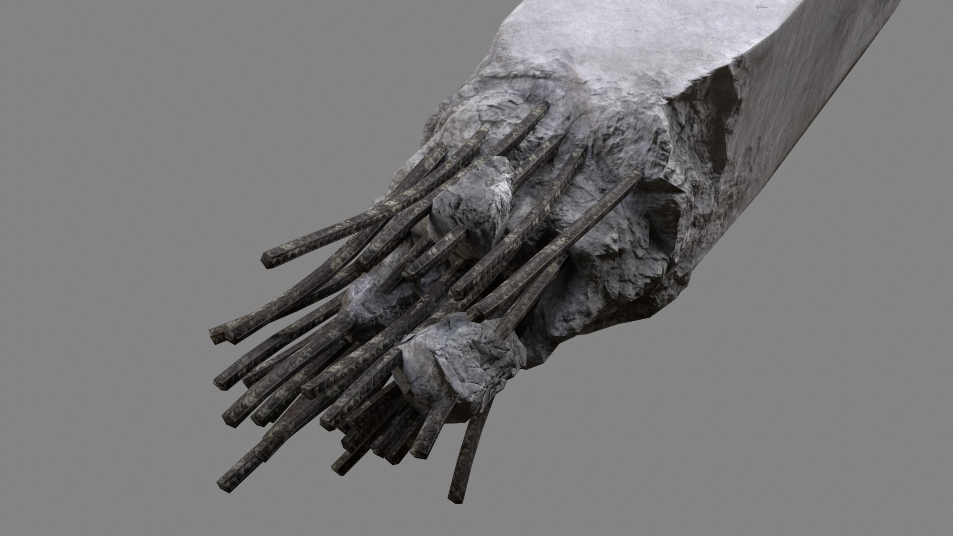 Damaged Concrete Column 02 v2 Low-poly 3D model_8