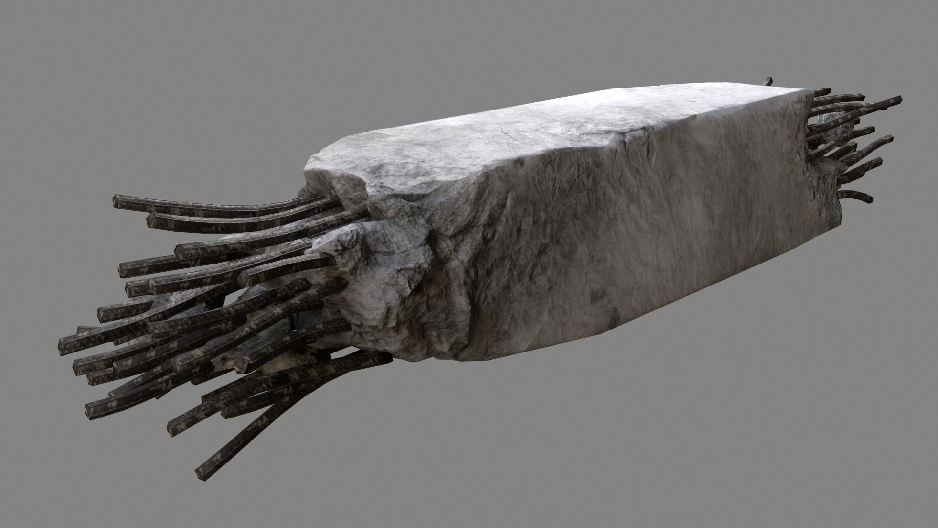 Damaged Concrete Column 02 v2 Low-poly 3D model_6