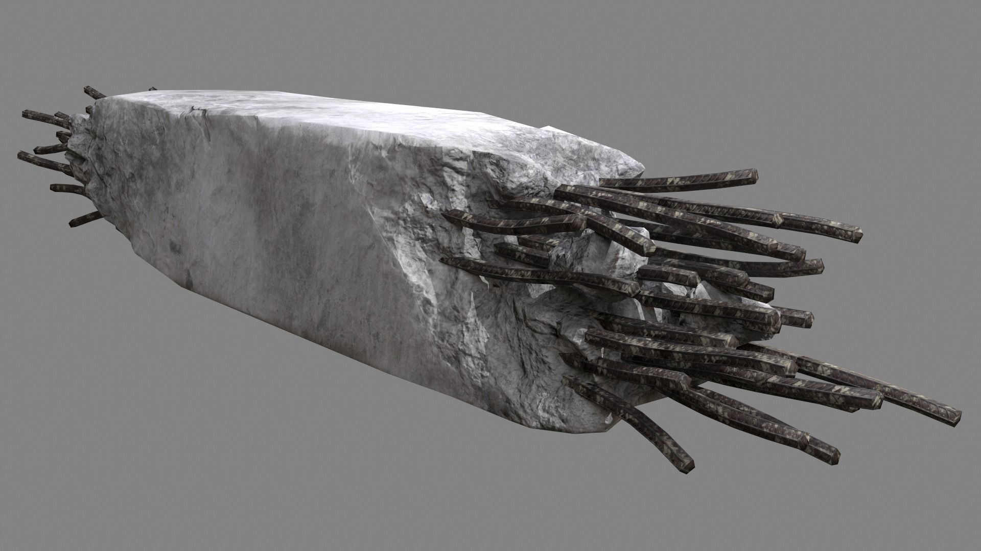 Damaged Concrete Column 02 v2 Low-poly 3D model_5