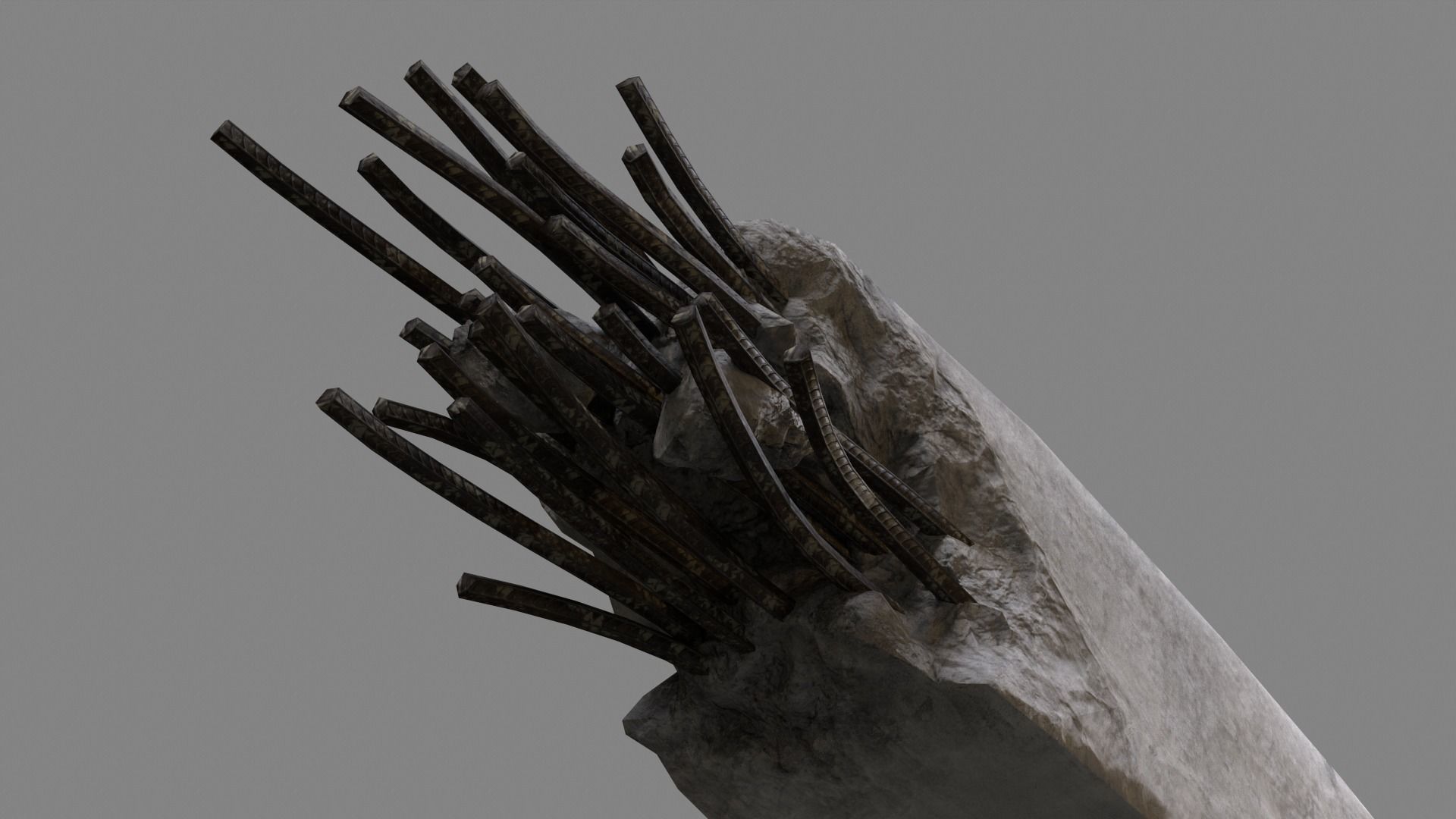 Damaged Concrete Column 02 v2 Low-poly 3D model_7