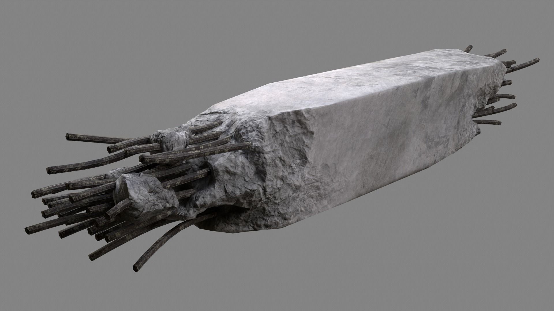 Damaged Concrete Column 02 v2 Low-poly 3D model_2