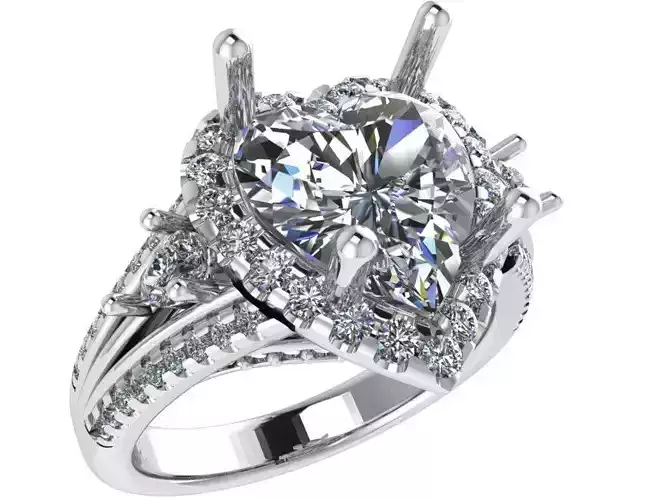 Heart Halo Cathedral Ring 0564