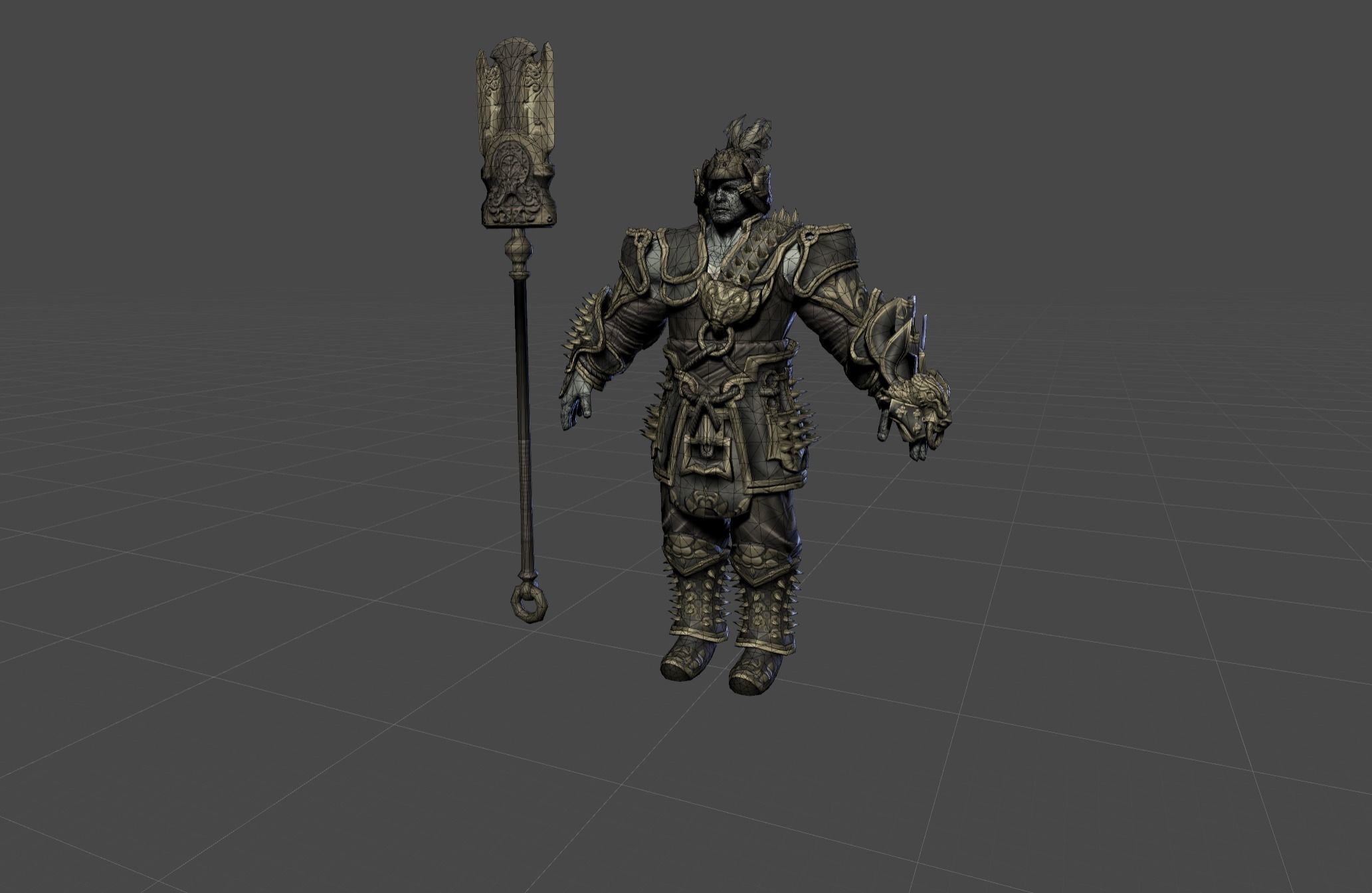 Ancient Bronze Warrior Low-poly 3D model_15