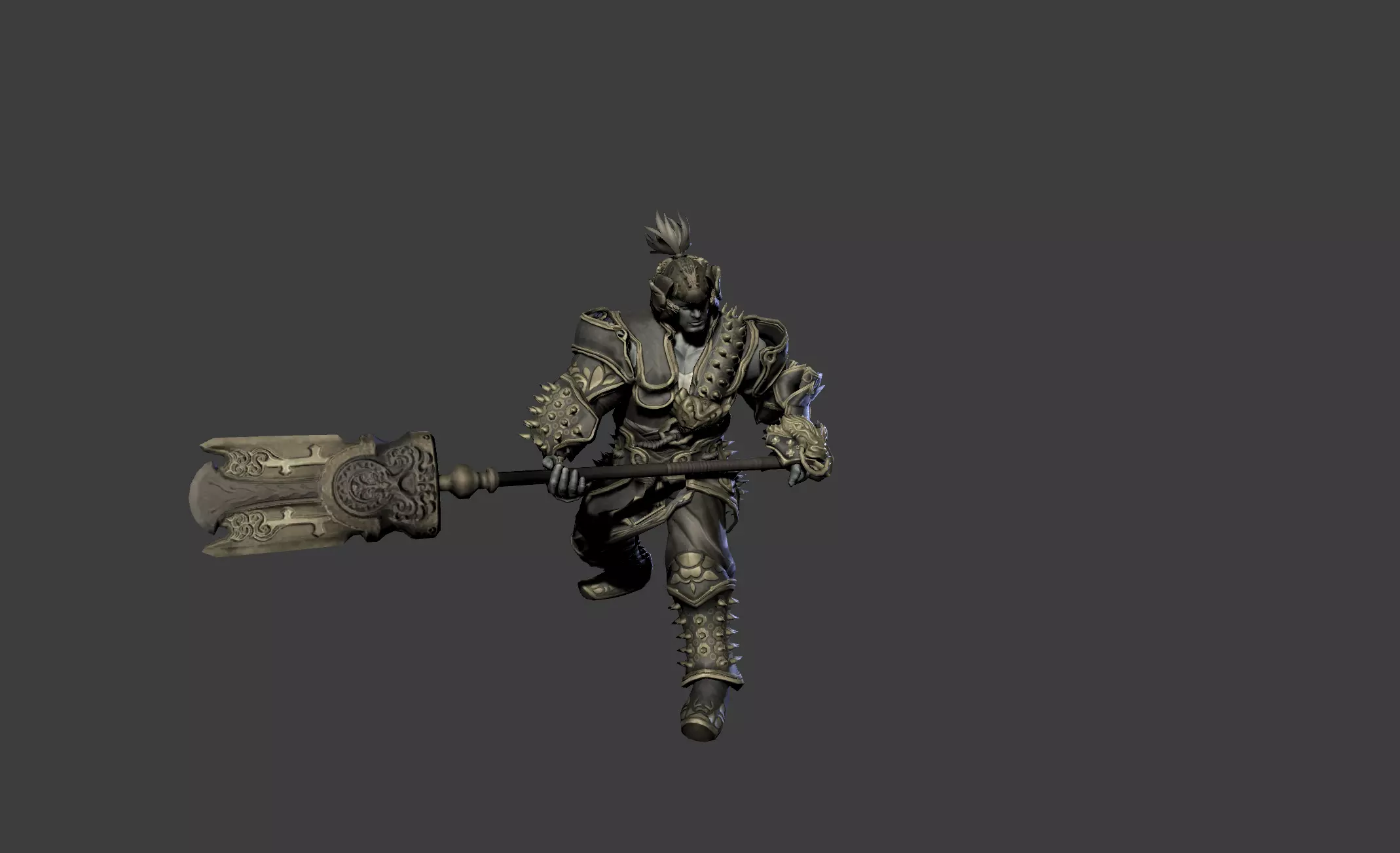 Ancient Bronze Warrior Low-poly 3D model_0