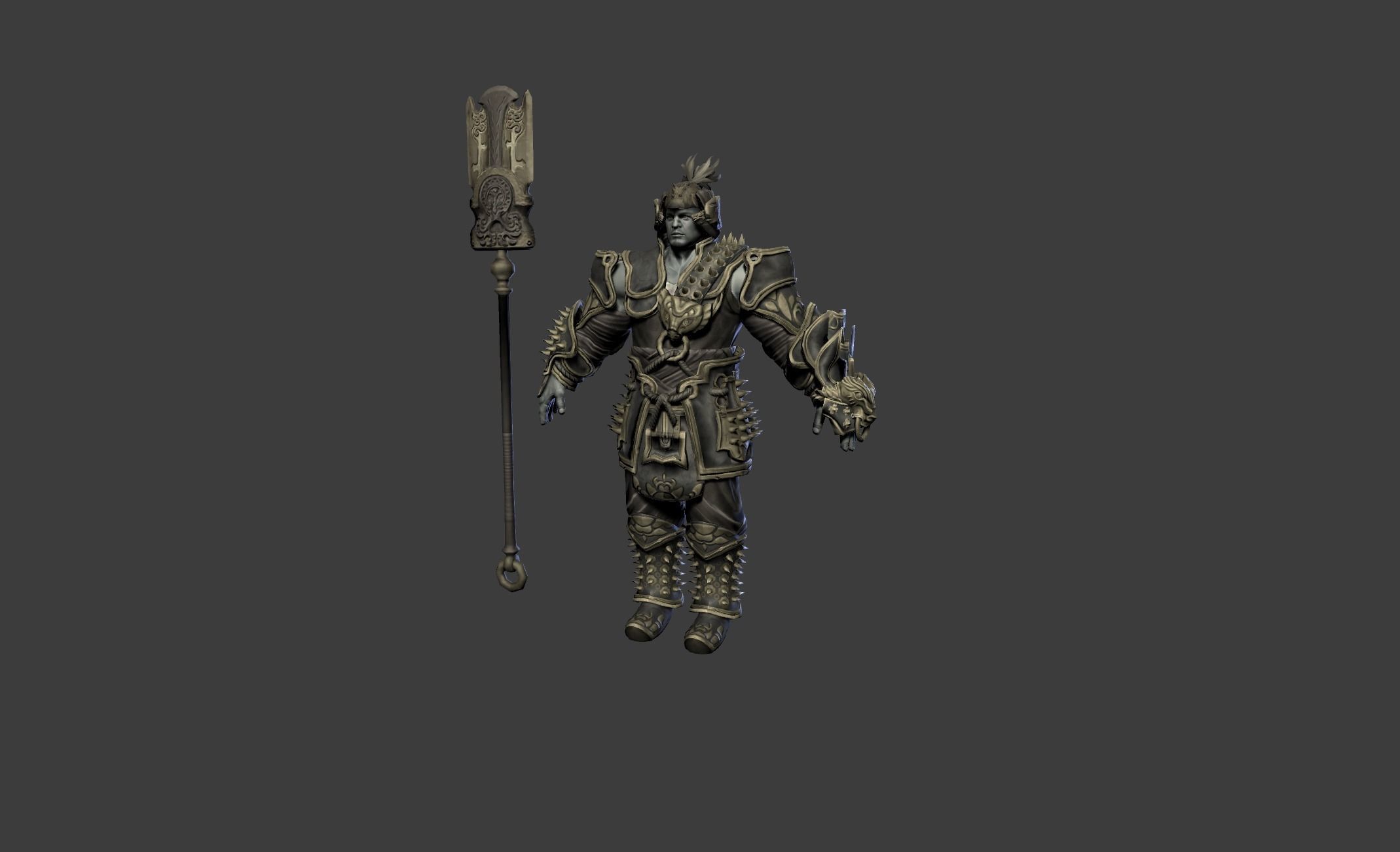 Ancient Bronze Warrior Low-poly 3D model_13