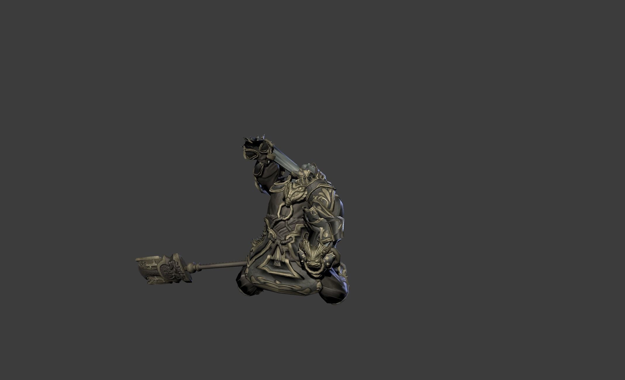 Ancient Bronze Warrior Low-poly 3D model_9