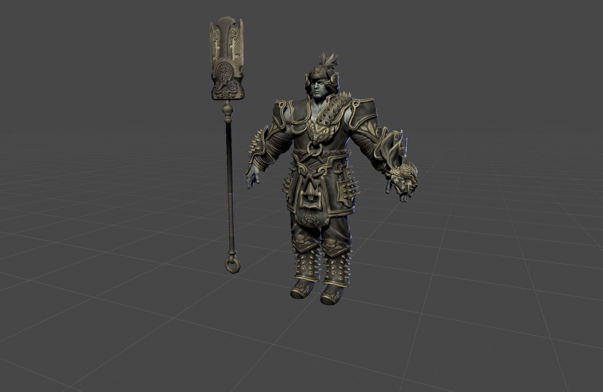Ancient Bronze Warrior Low-poly 3D model_19