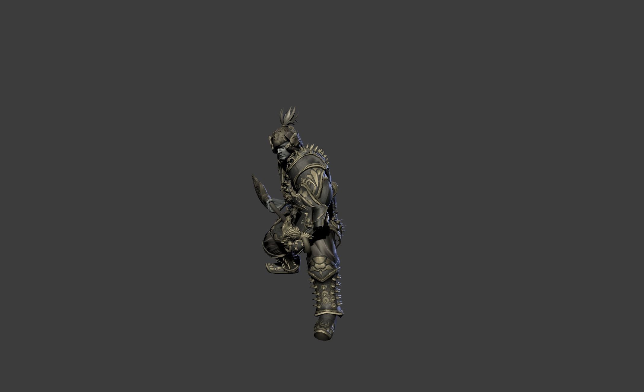 Ancient Bronze Warrior Low-poly 3D model_8