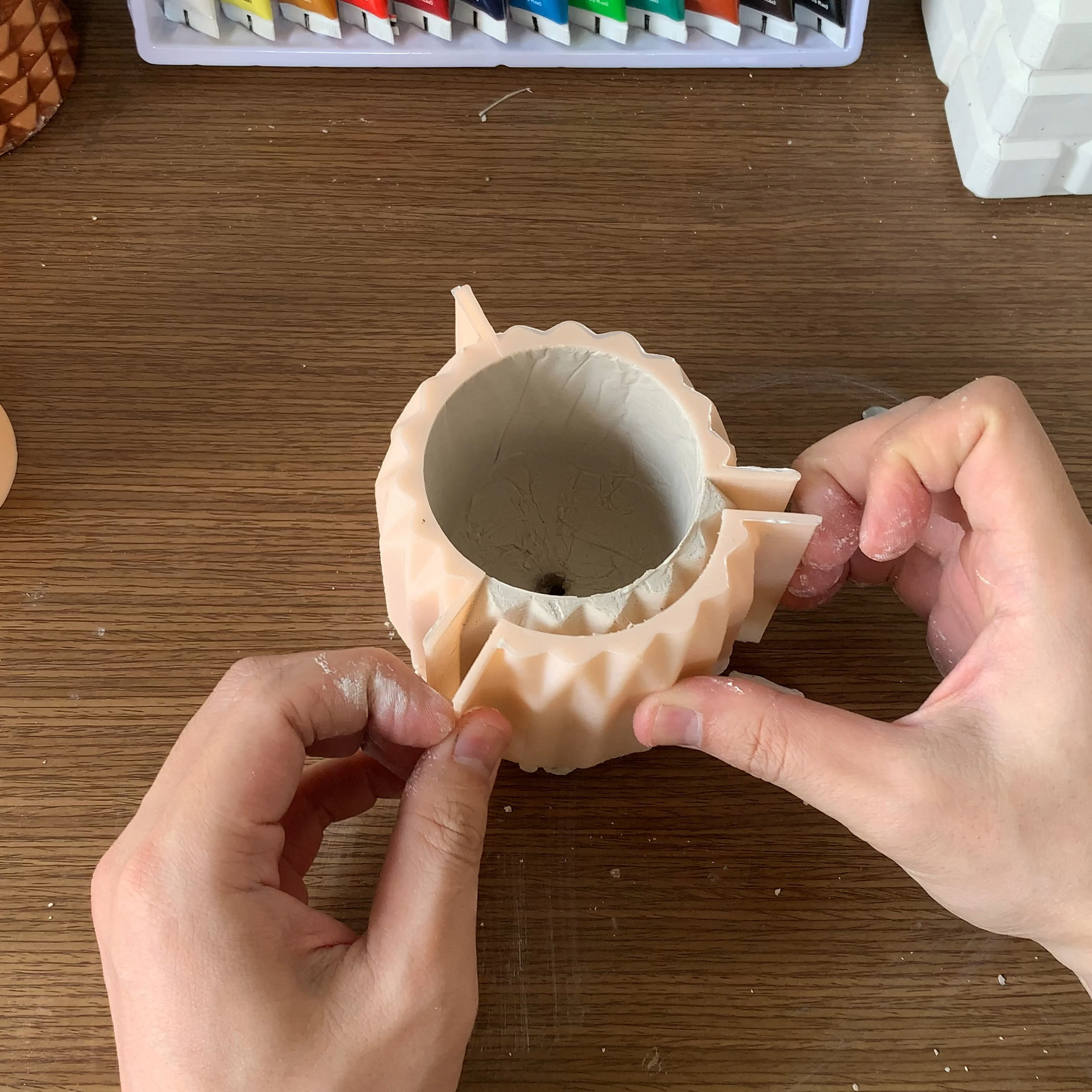 Geometric Fluted Pot mold - 3D print mould 3D print model_4