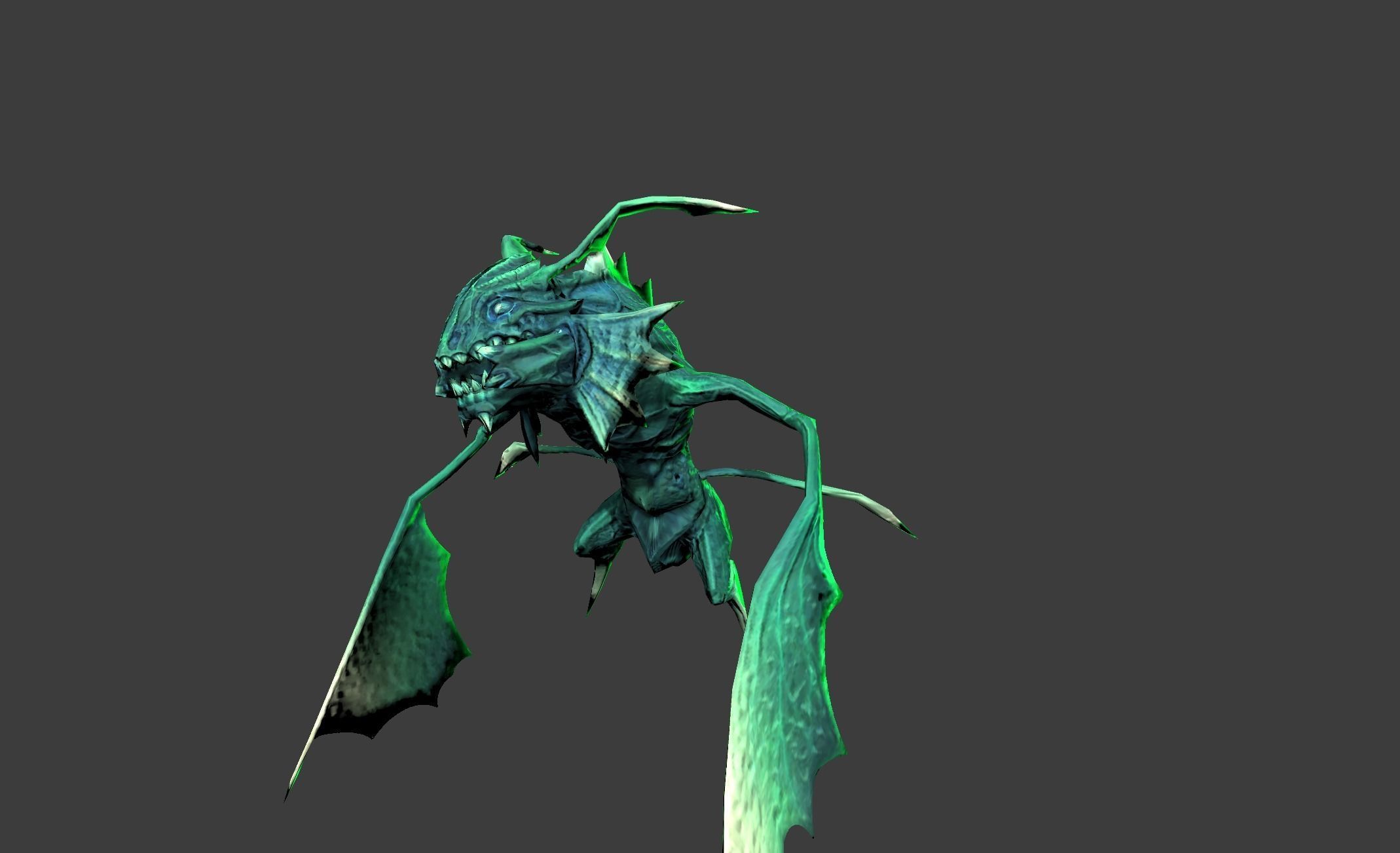 Flying Lizard Mutant Bat Low-poly 3D model_15