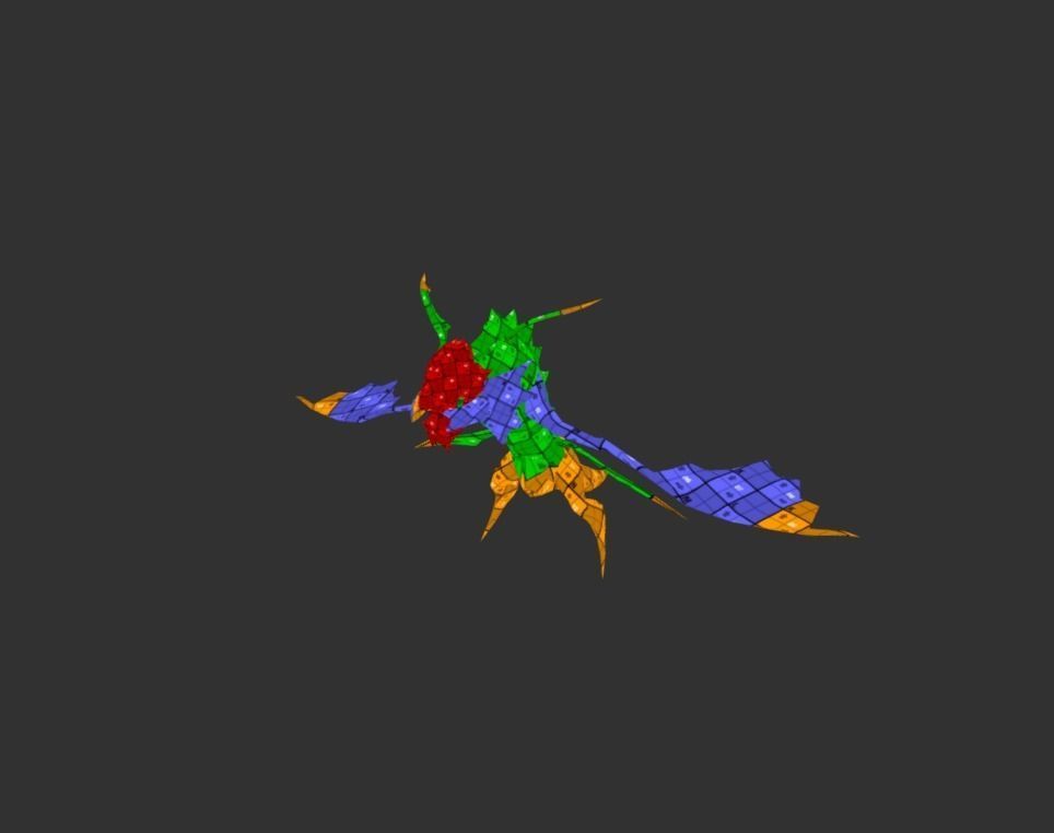 Flying Lizard Mutant Bat Low-poly 3D model_6