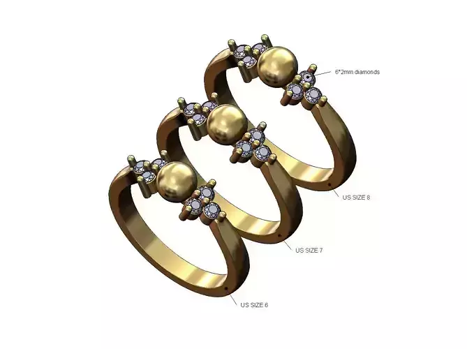 Metal bead pinched shank diamond band US sizes 6 7 8