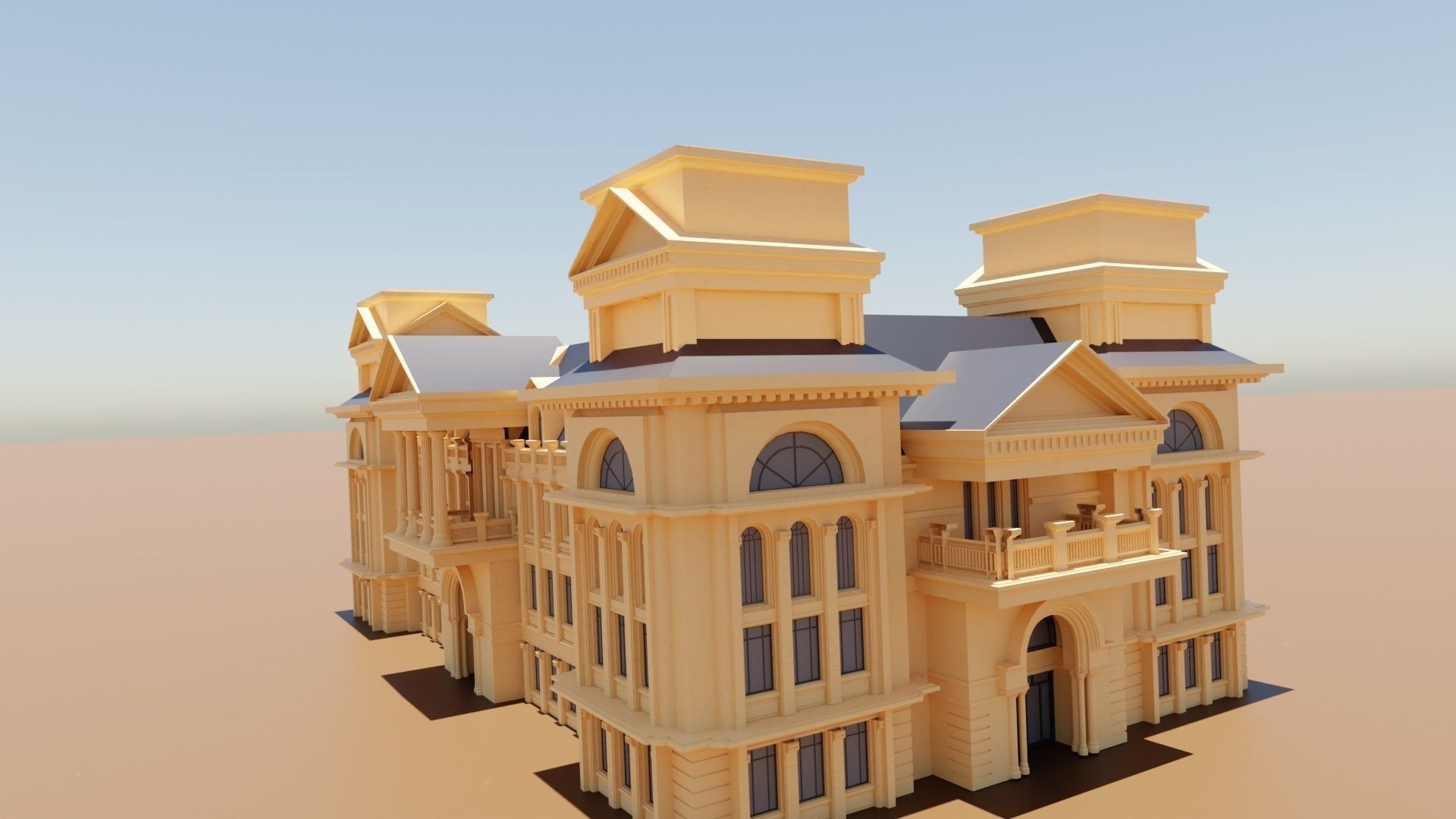 commercial building exterior 3D model_1