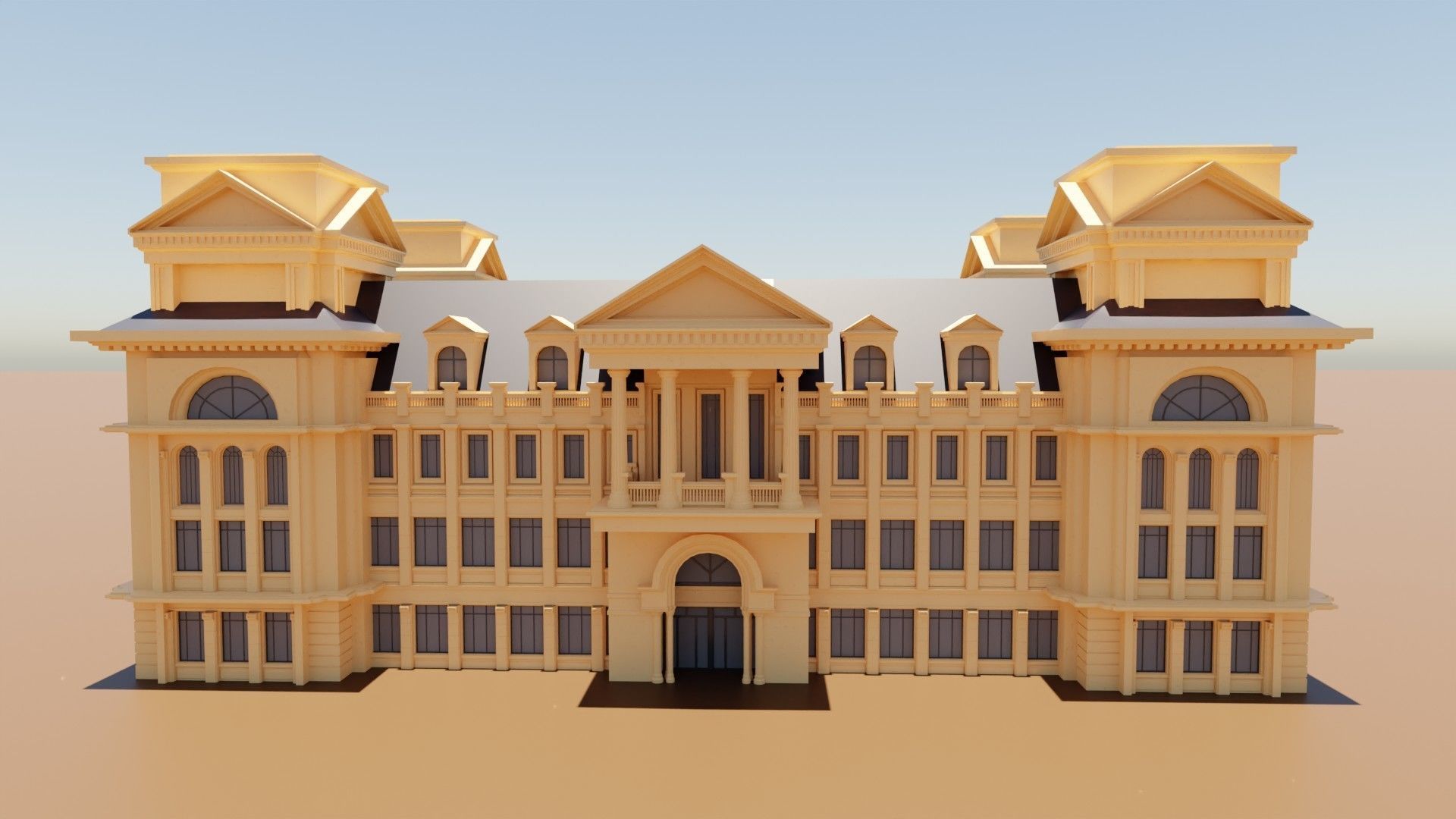 commercial building exterior 3D model_2