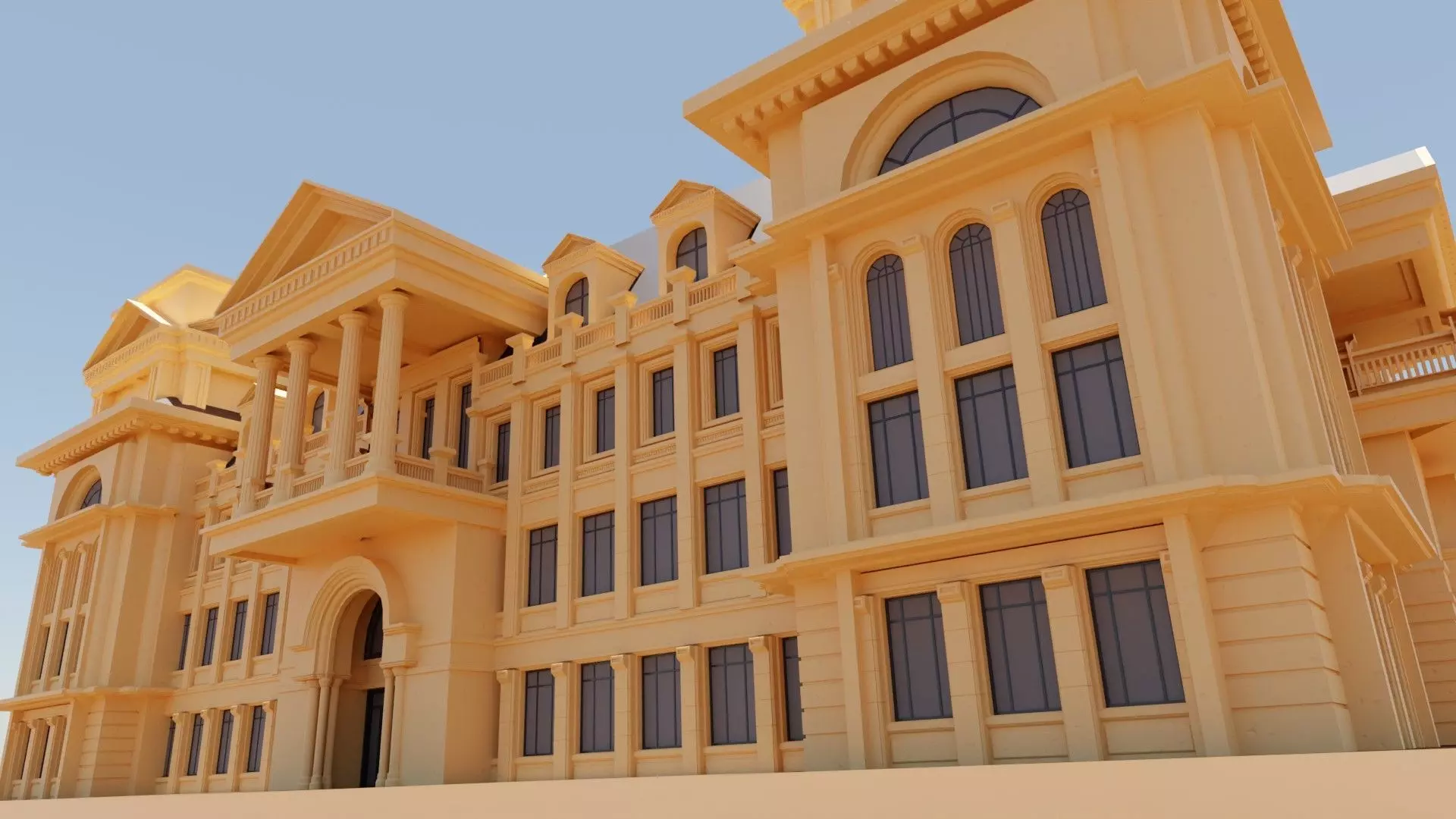 commercial building exterior 3D model_0