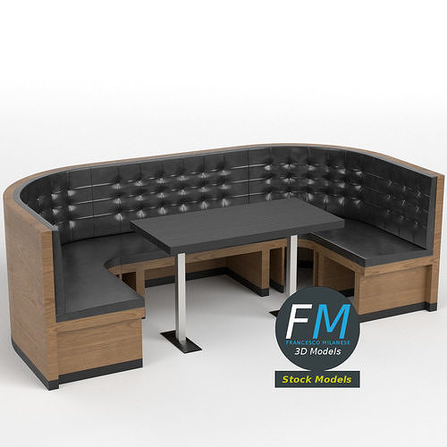 Diner booth set 4 3D model