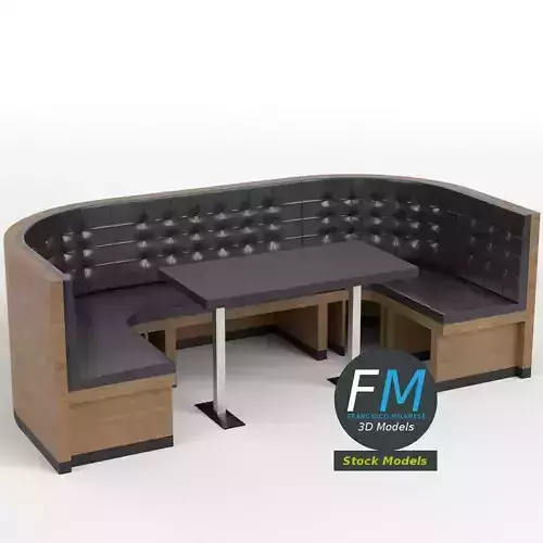 Diner booth set 4 3D model