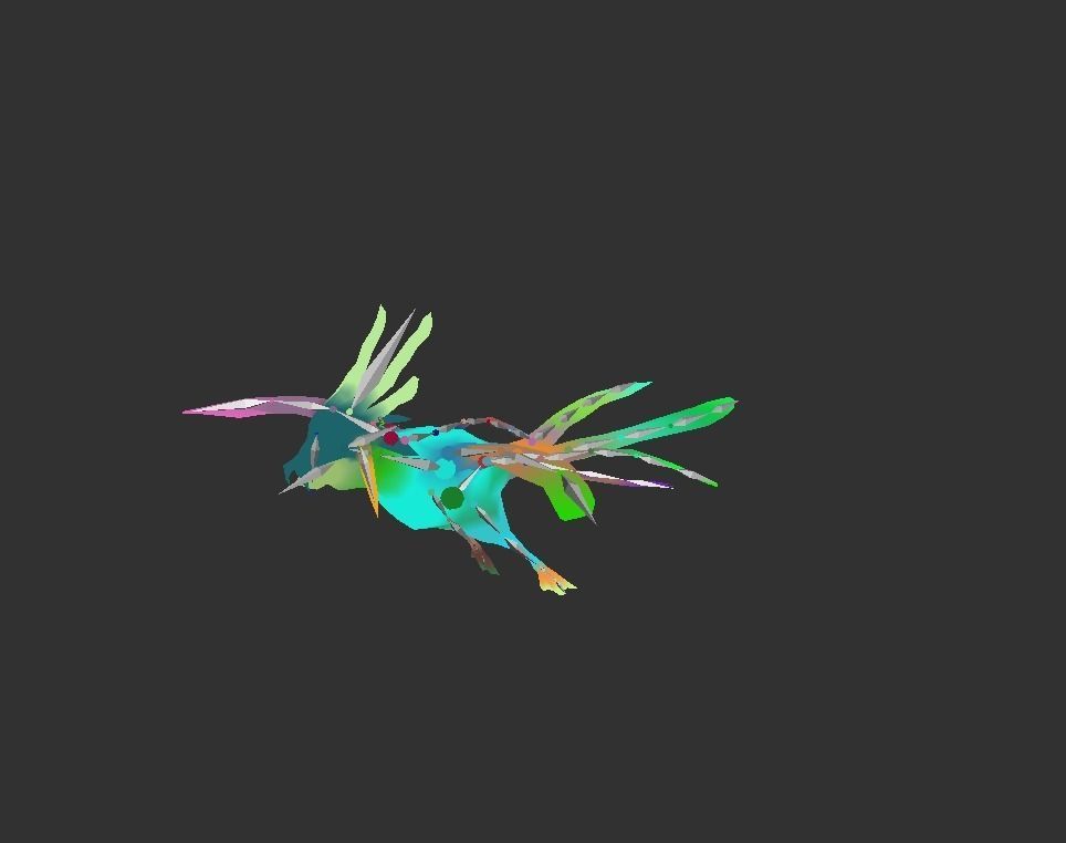 Gull Mutant Zombie Low-poly 3D model_3