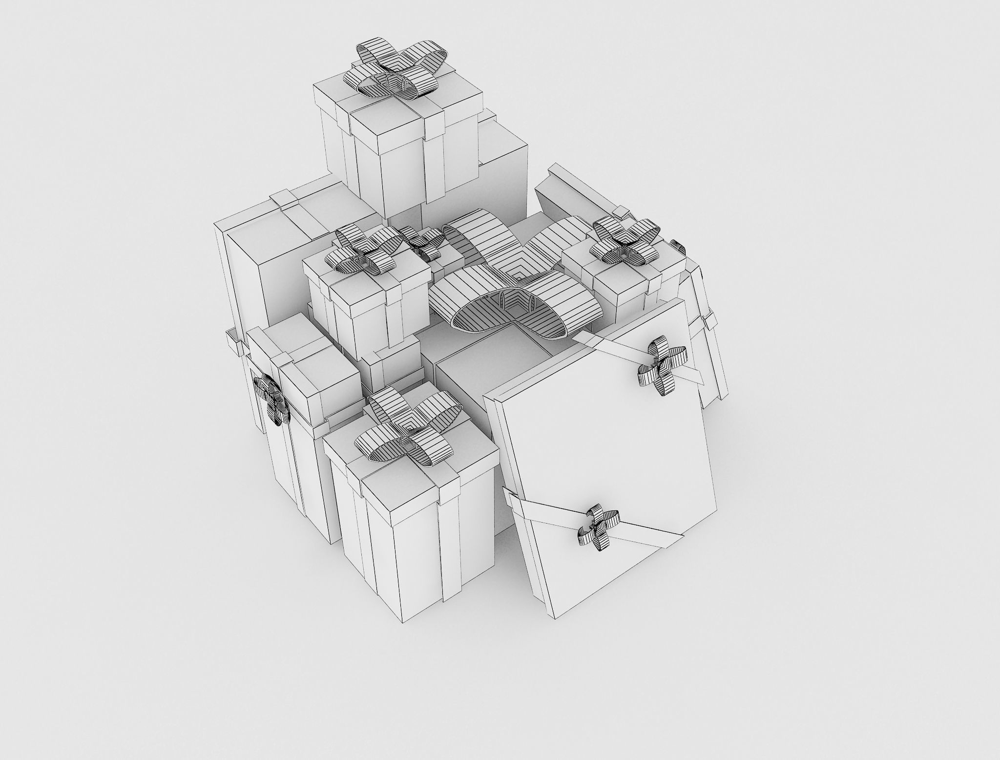 Christmas Gift boxes  f4c 3D model_1
