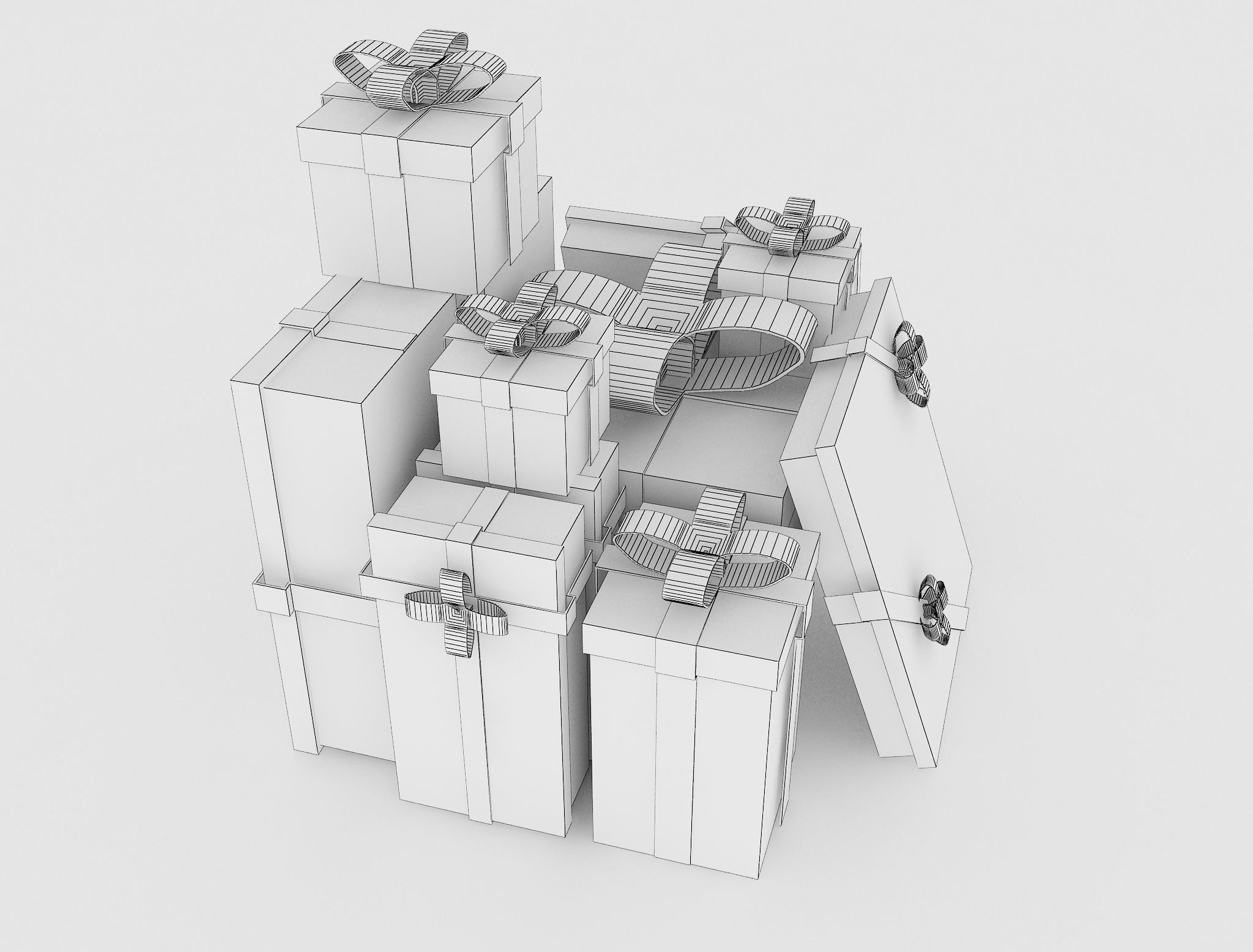 Christmas Gift boxes  f4c 3D model_7