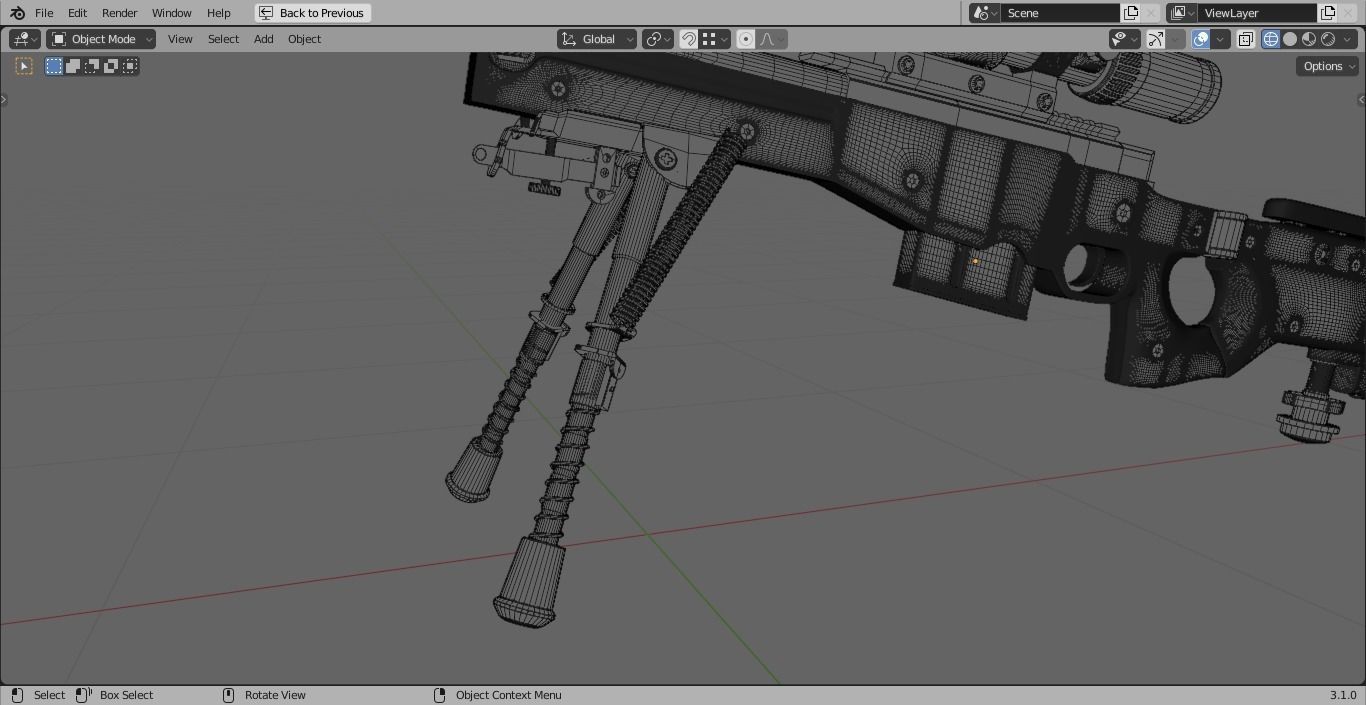 AWM sniper rifle 3D model_14