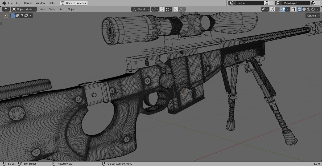 AWM sniper rifle 3D model_15