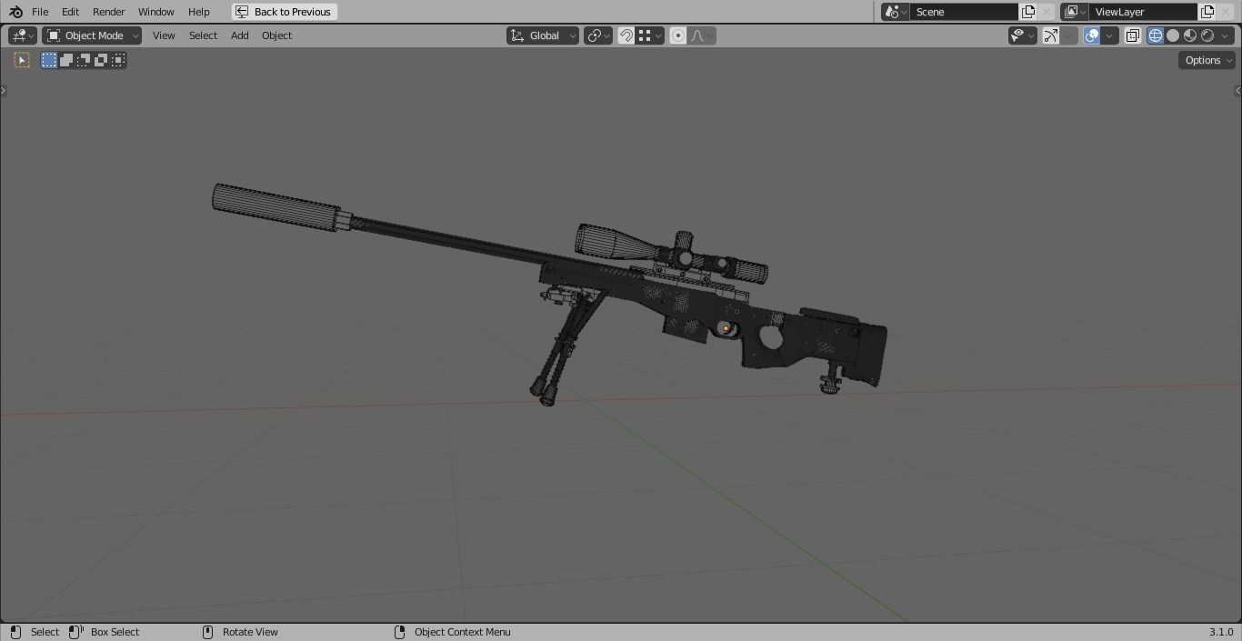 AWM sniper rifle 3D model_13