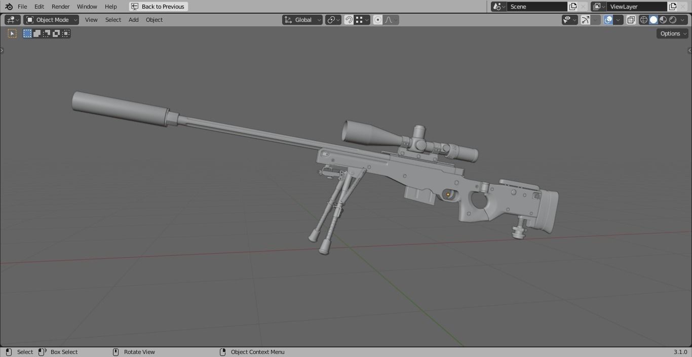 AWM sniper rifle 3D model_16