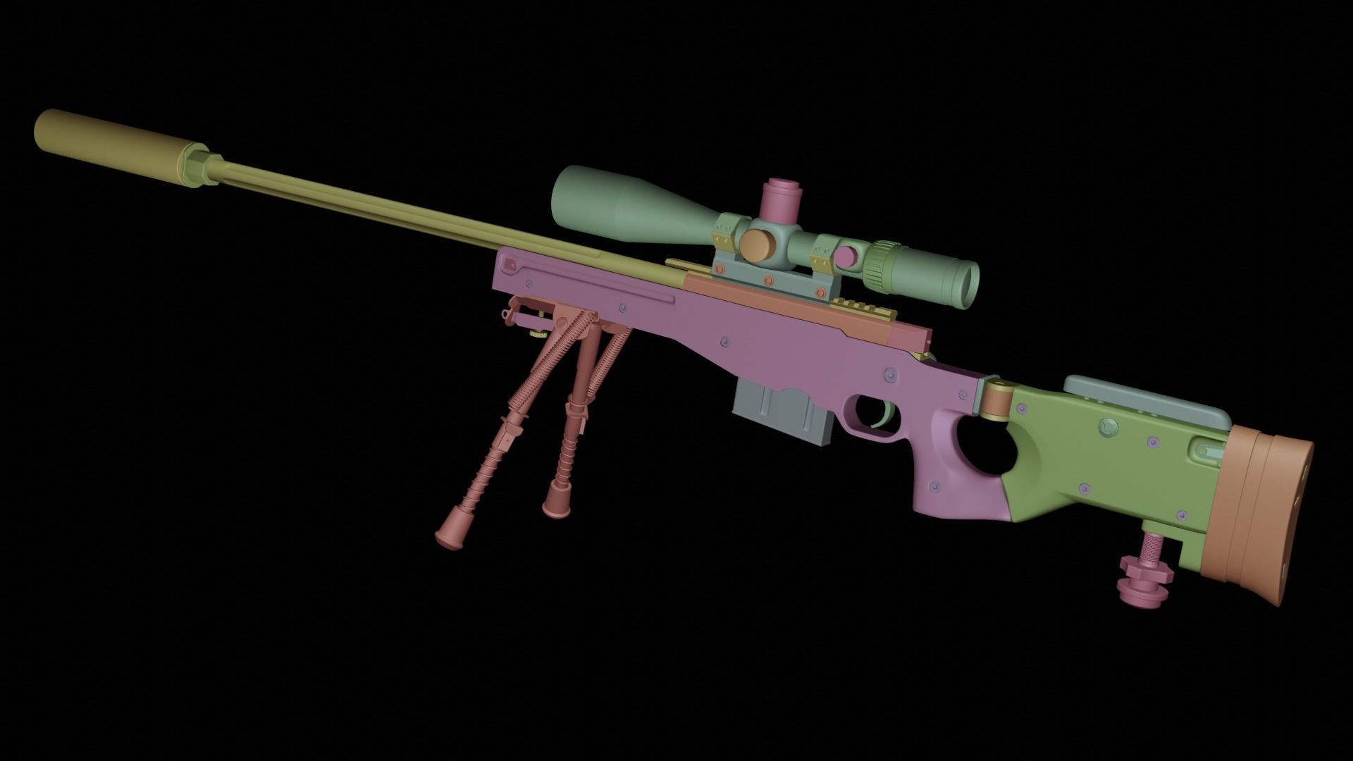 AWM sniper rifle 3D model_1