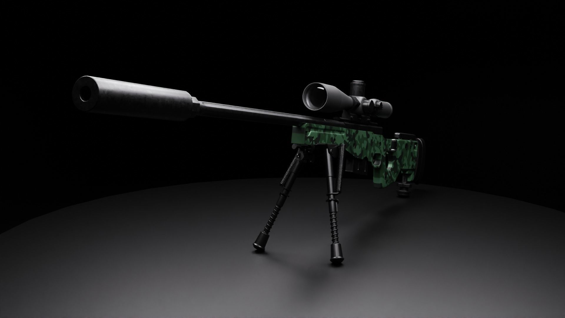 AWM sniper rifle 3D model_8