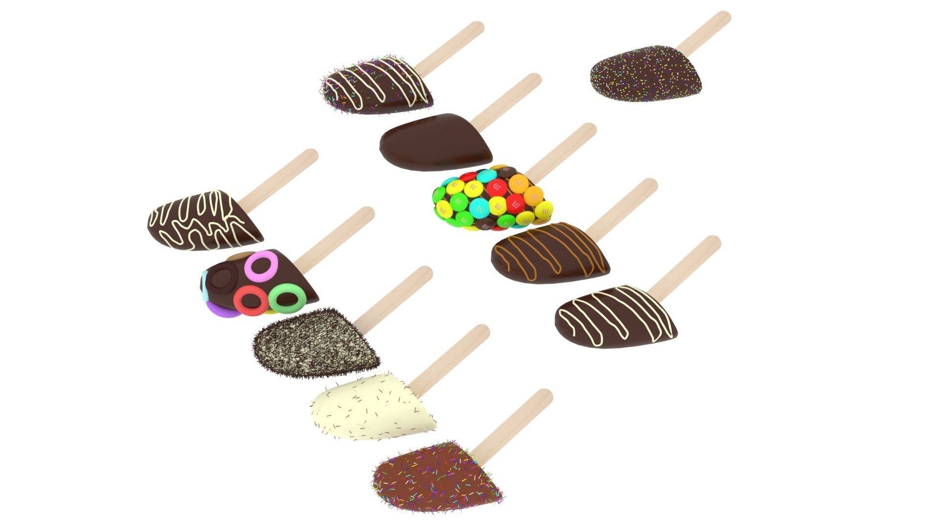 Banana Cake Pops Set 3D model_17