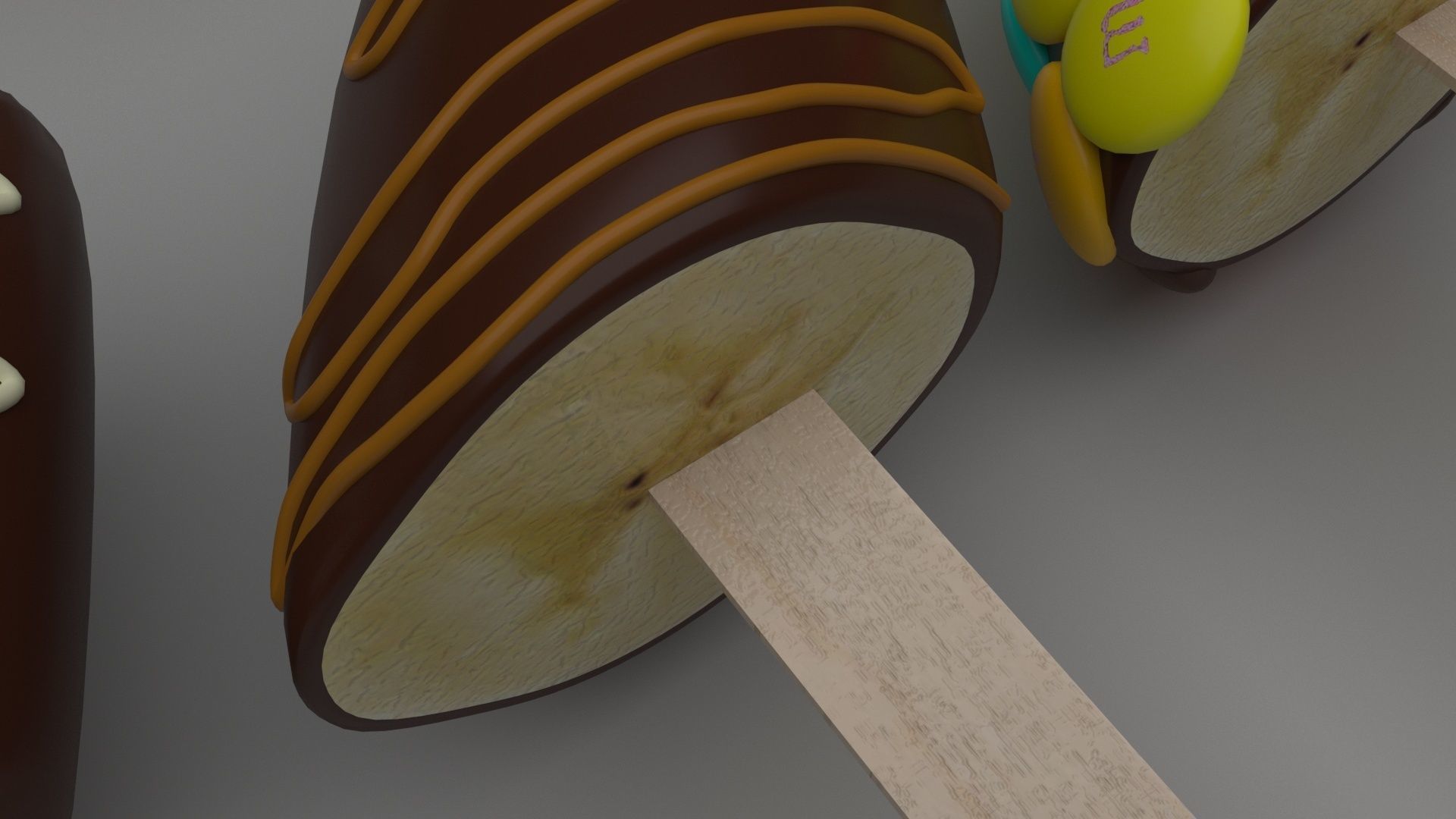 Banana Cake Pops Set 3D model_6