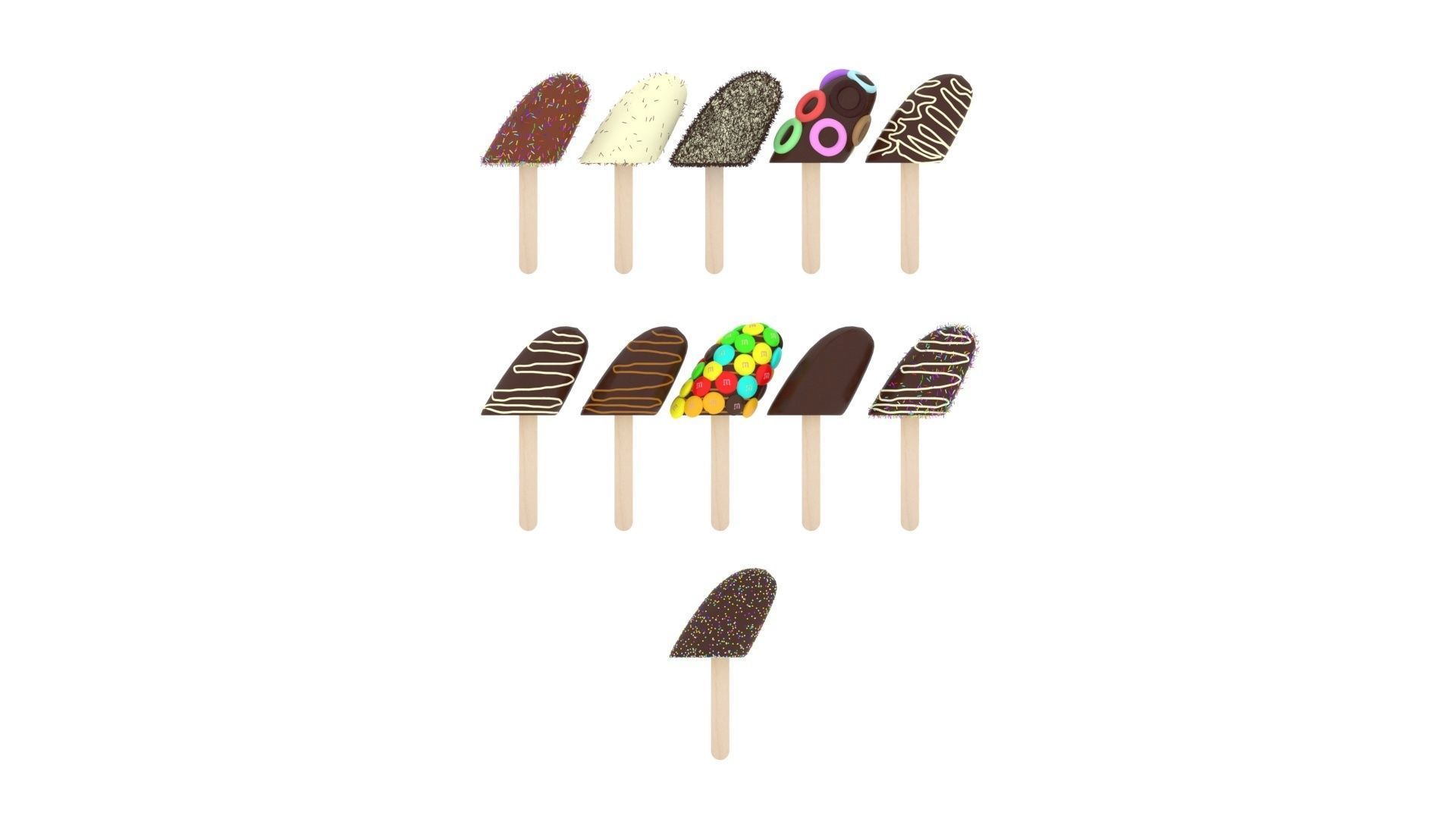 Banana Cake Pops Set 3D model_22