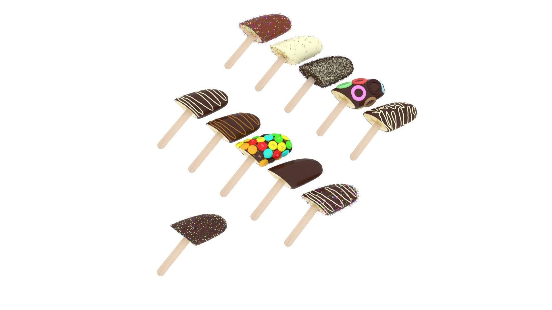 Banana Cake Pops Set 3D model_15