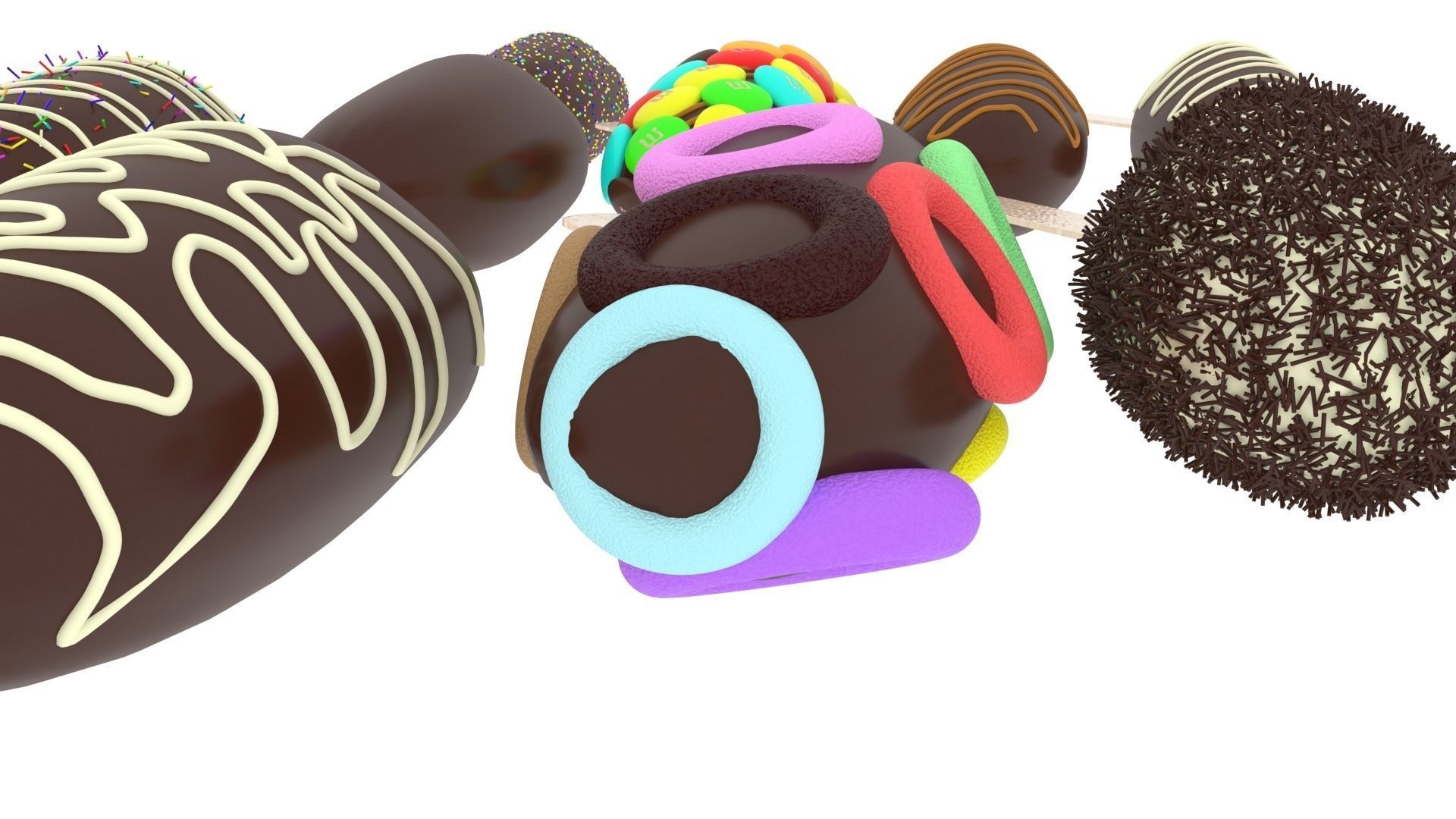 Banana Cake Pops Set 3D model_20