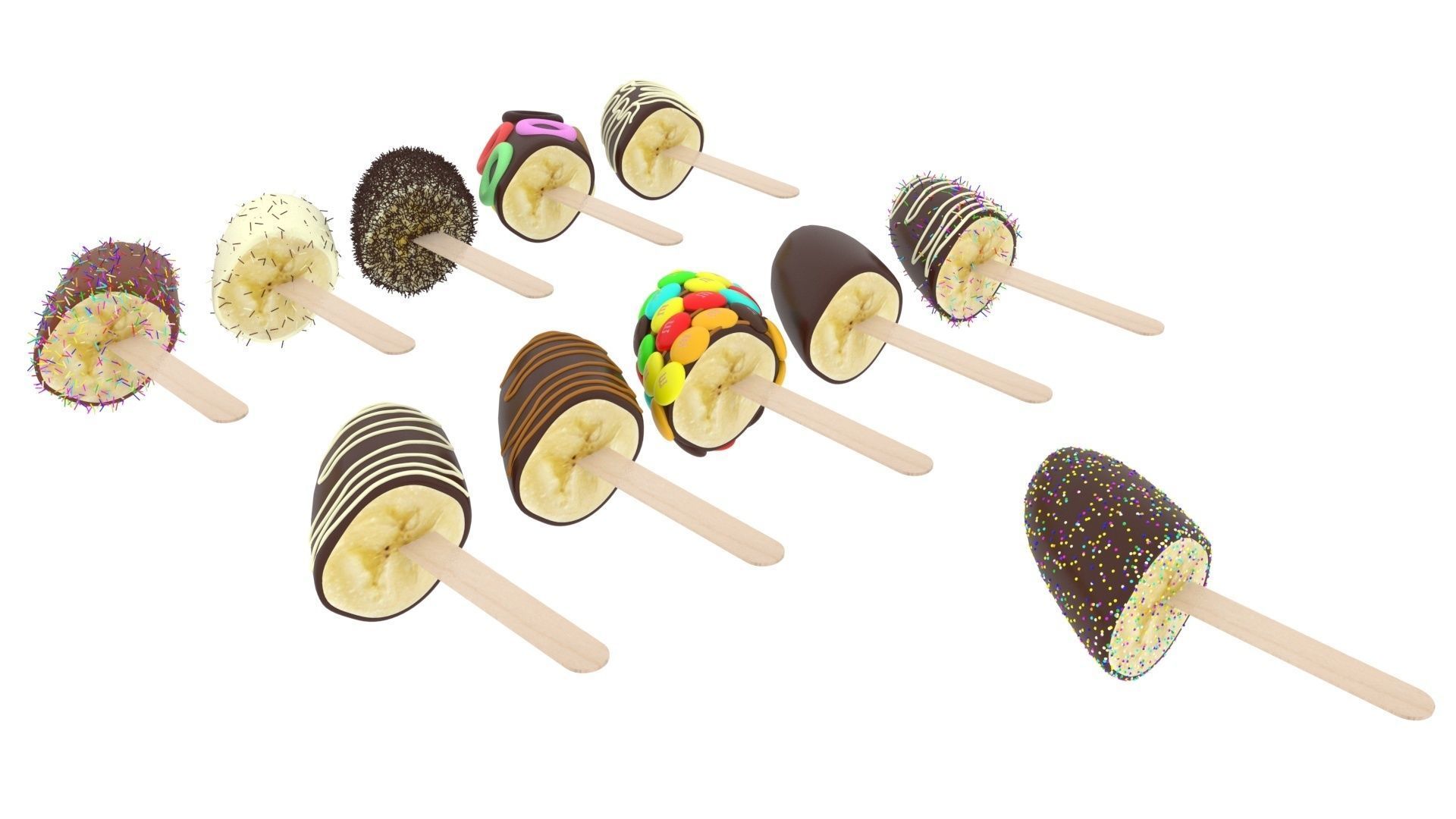 Banana Cake Pops Set 3D model_14