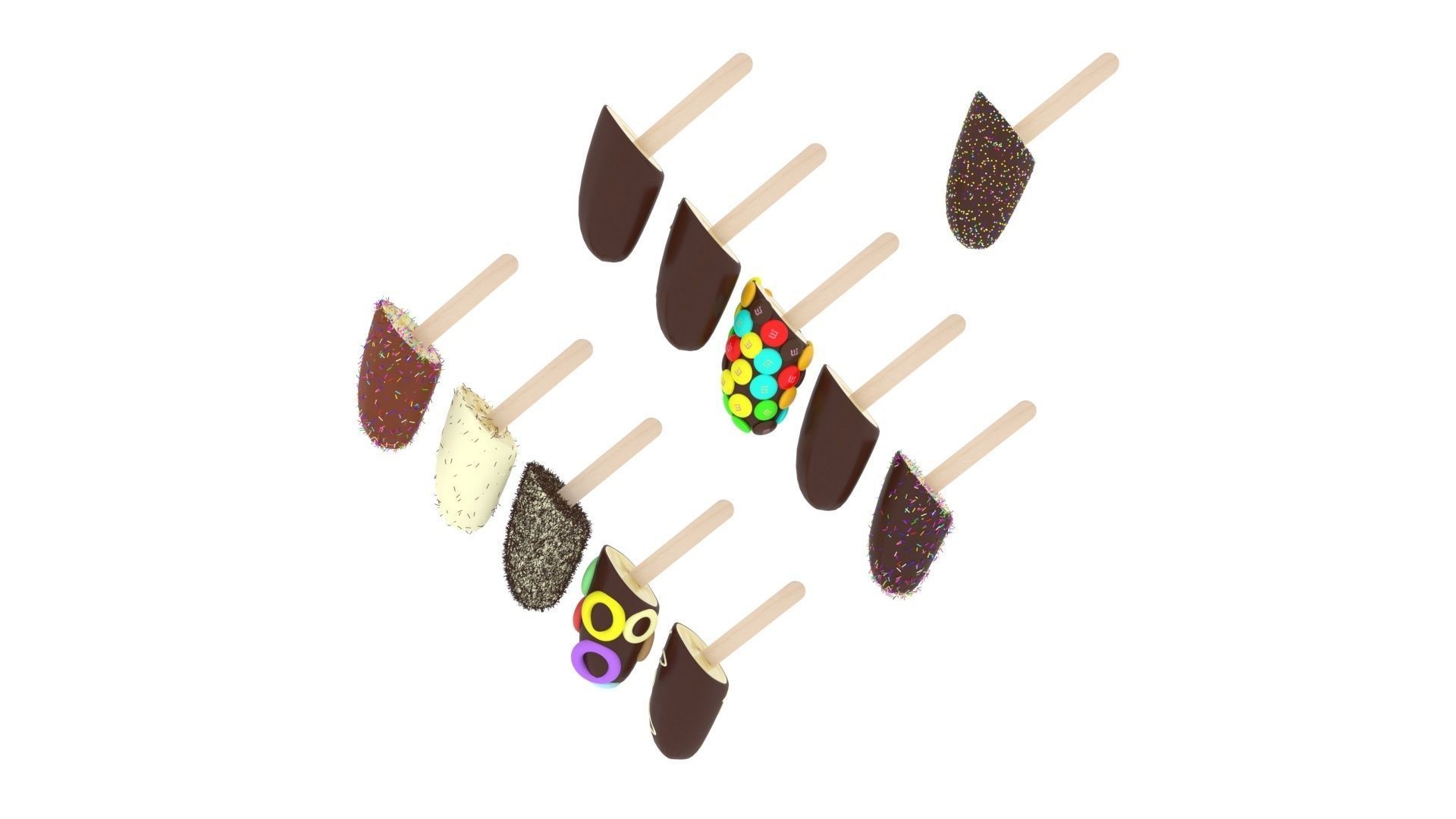 Banana Cake Pops Set 3D model_18