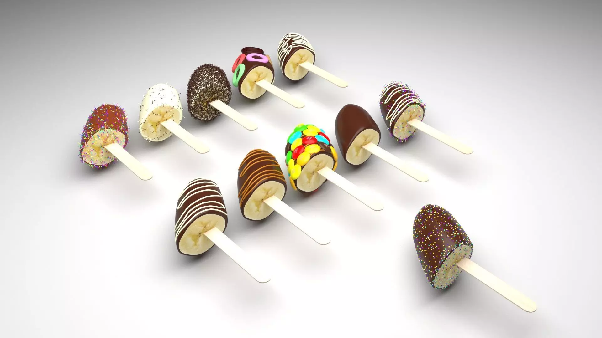 Banana Cake Pops Set 3D model_0
