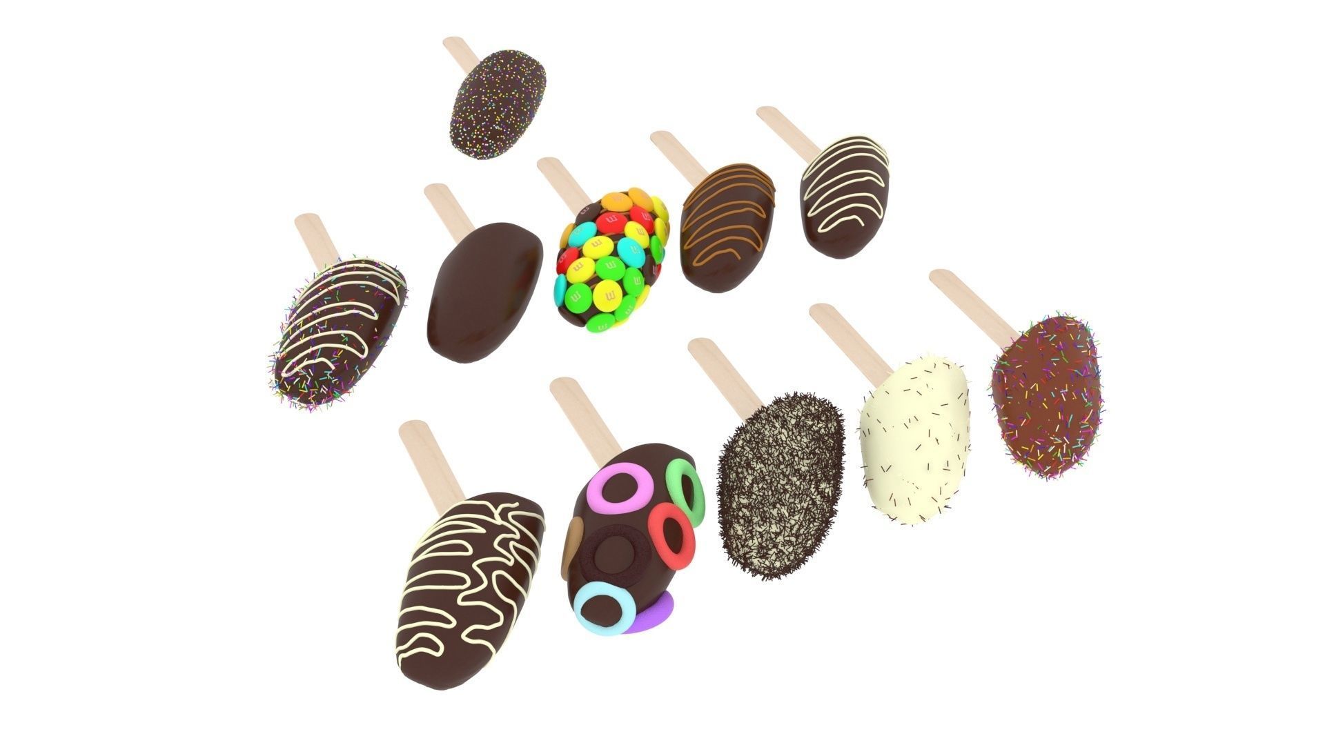 Banana Cake Pops Set 3D model_16