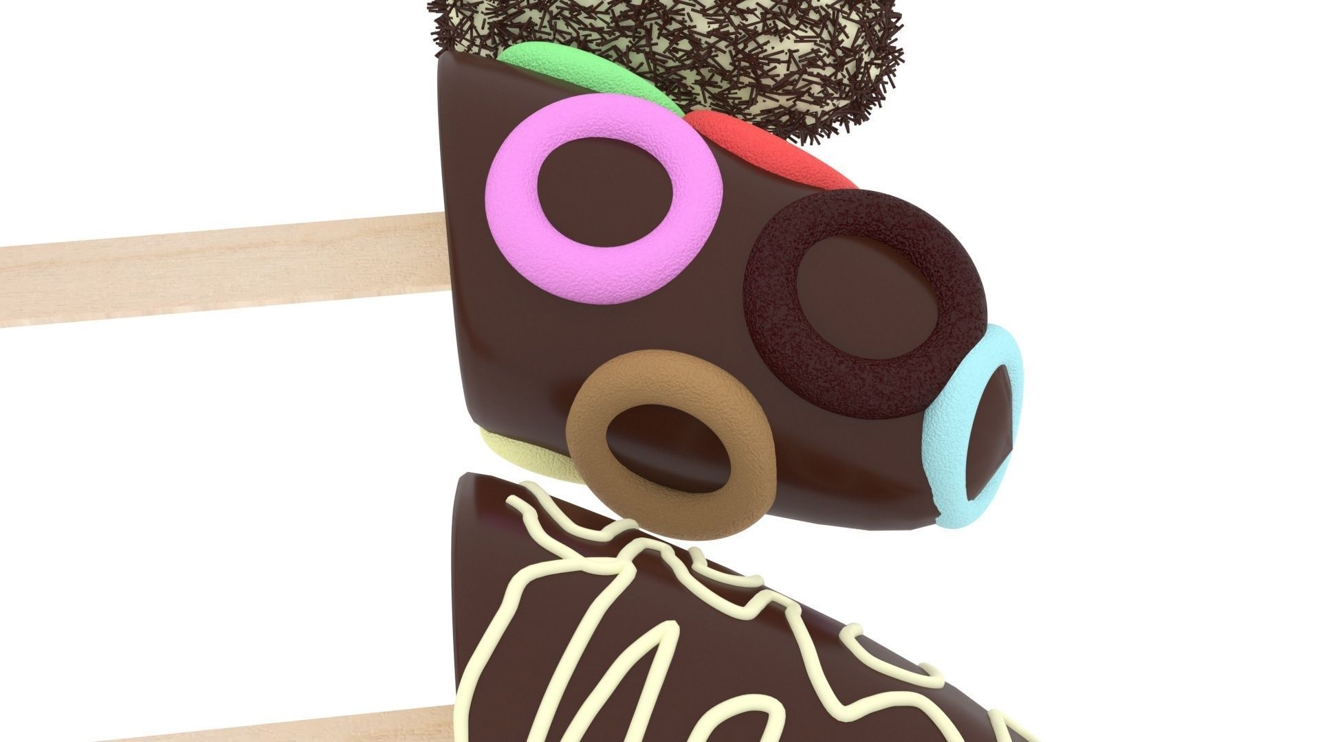 Banana Cake Pops Set 3D model_21