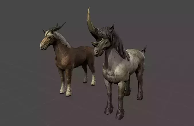 Mutant Horse Alien Animal Low-poly 3D model