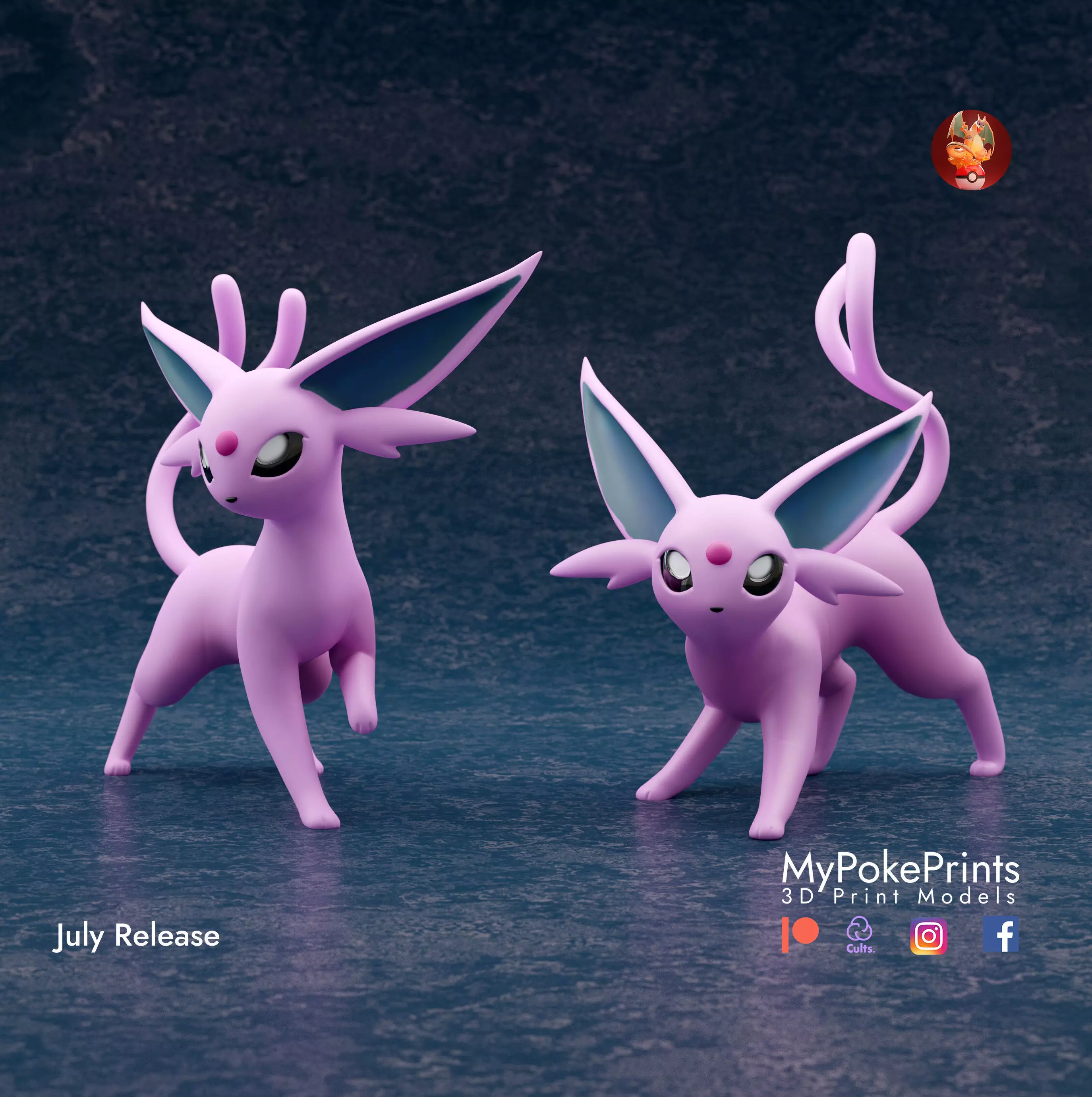 ESPEON 2 POSES - PRE-SUPPORTED POKEMON 3D print model