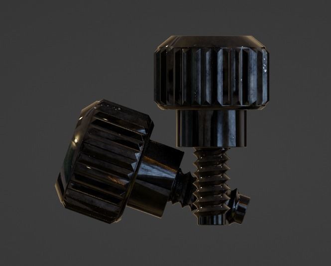 PC Computer Case Thumbscrews 6-32 x 5mm 3D model_1