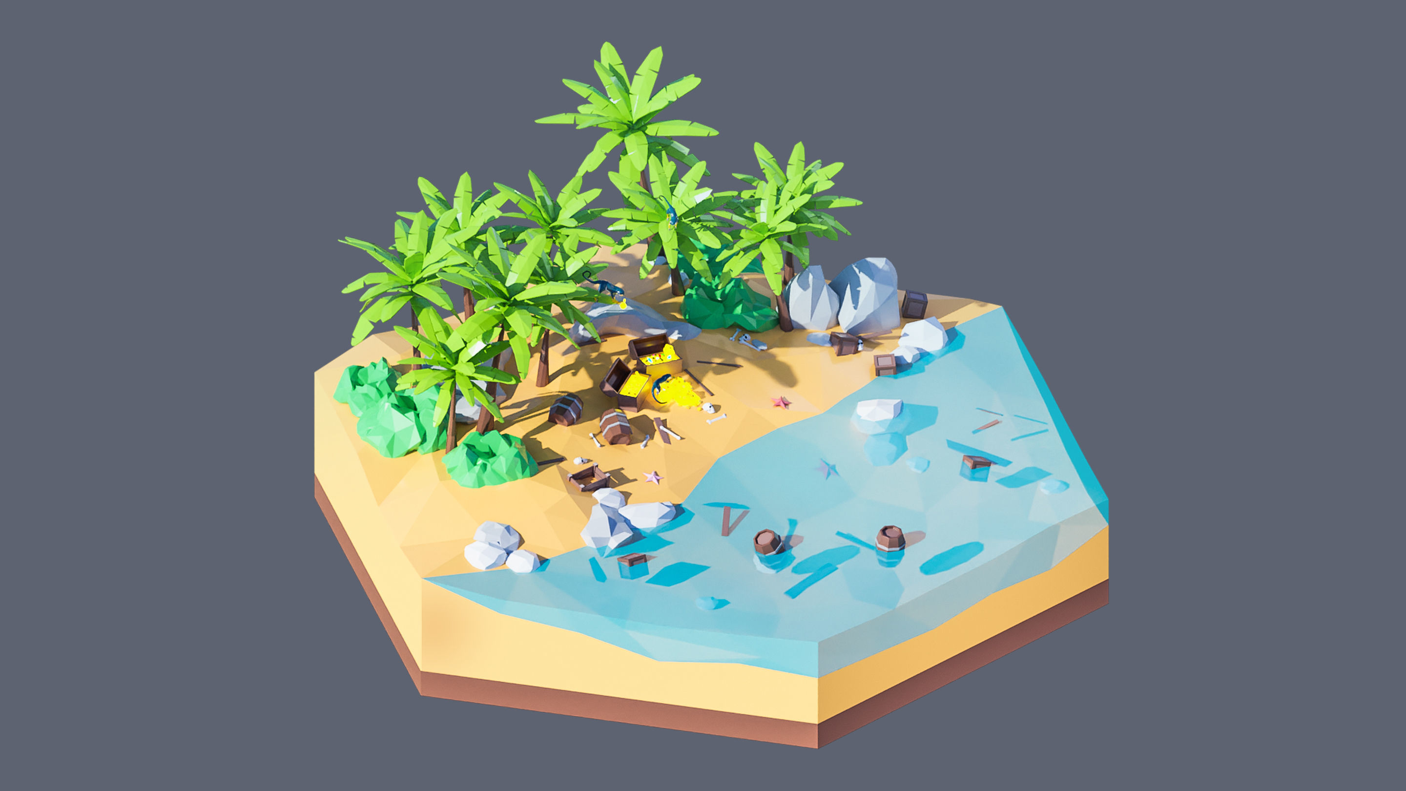 Worlds Hexagon Low-poly 3D model_28