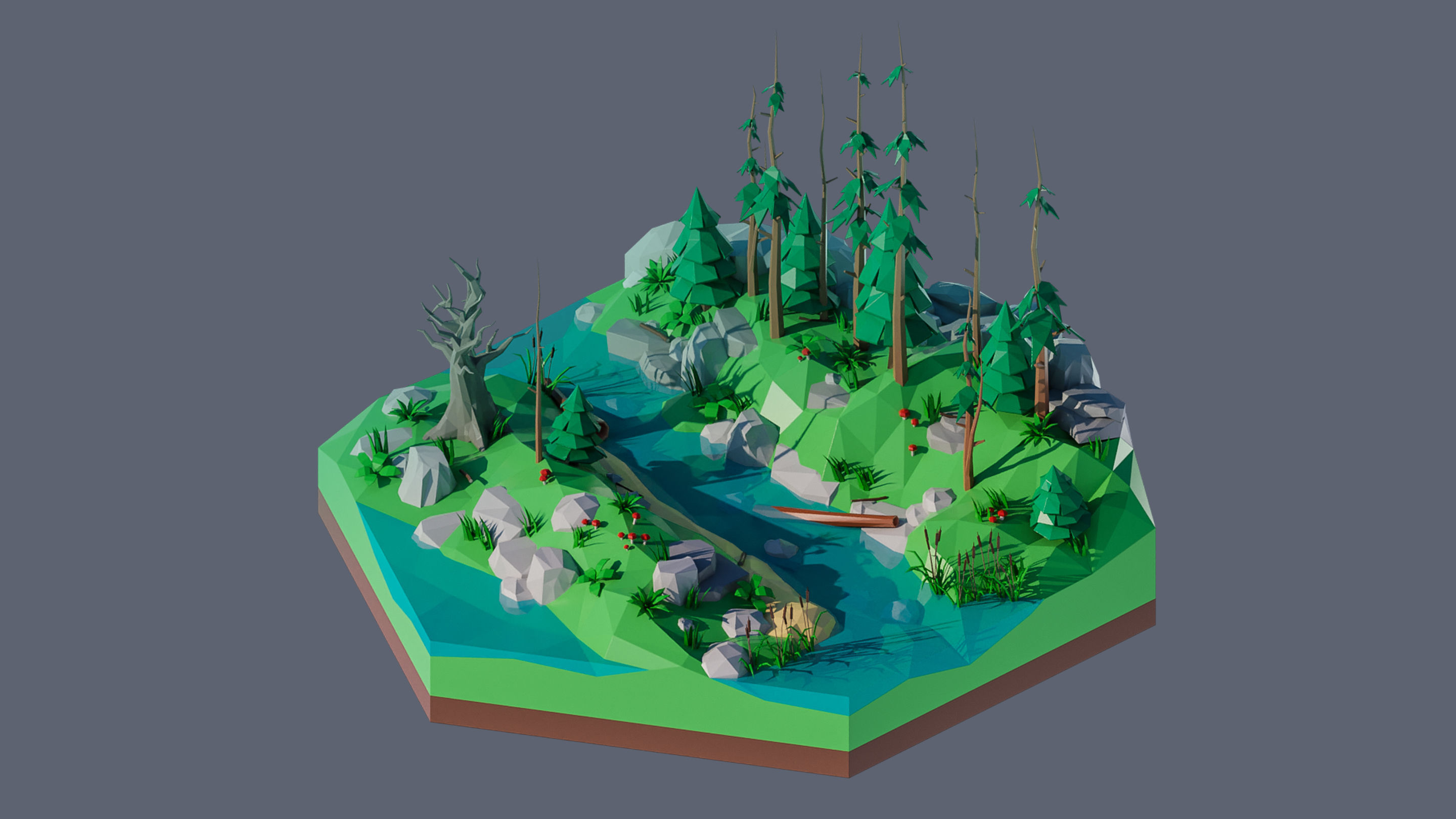 Worlds Hexagon Low-poly 3D model_36
