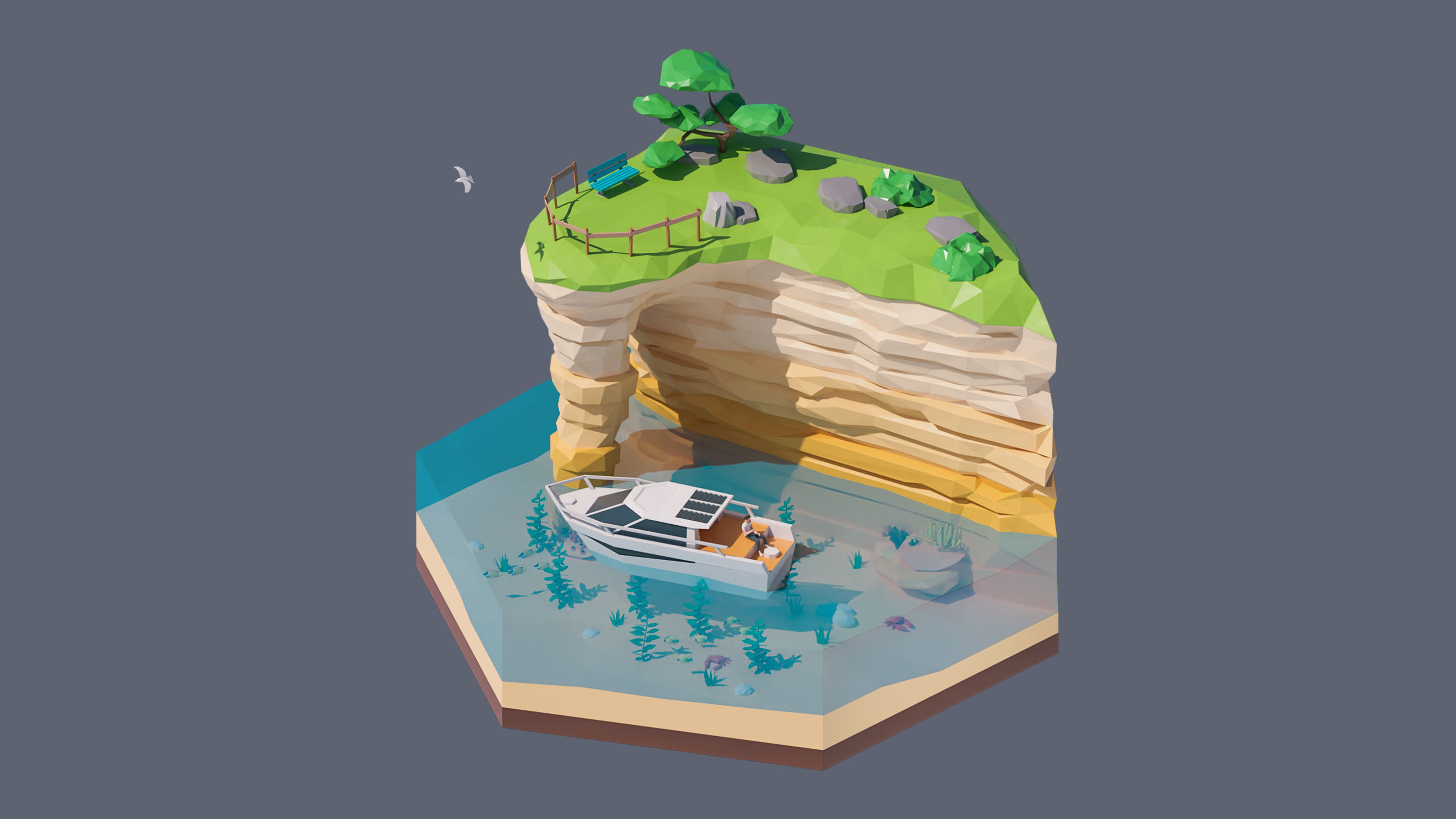 Worlds Hexagon Low-poly 3D model_100